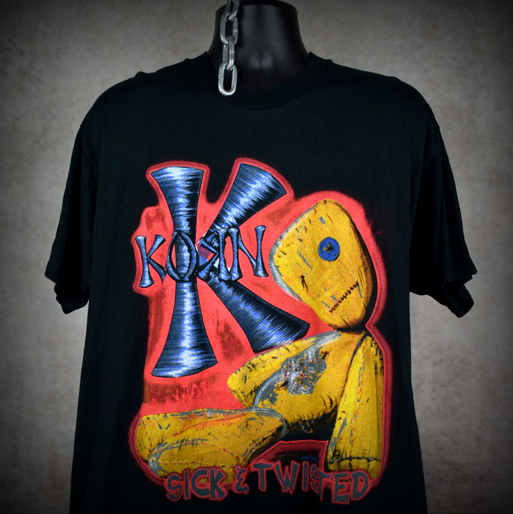 2000 korn vintage issues era bootleg sick & twisted  world tour nü metal band concert t-shirt