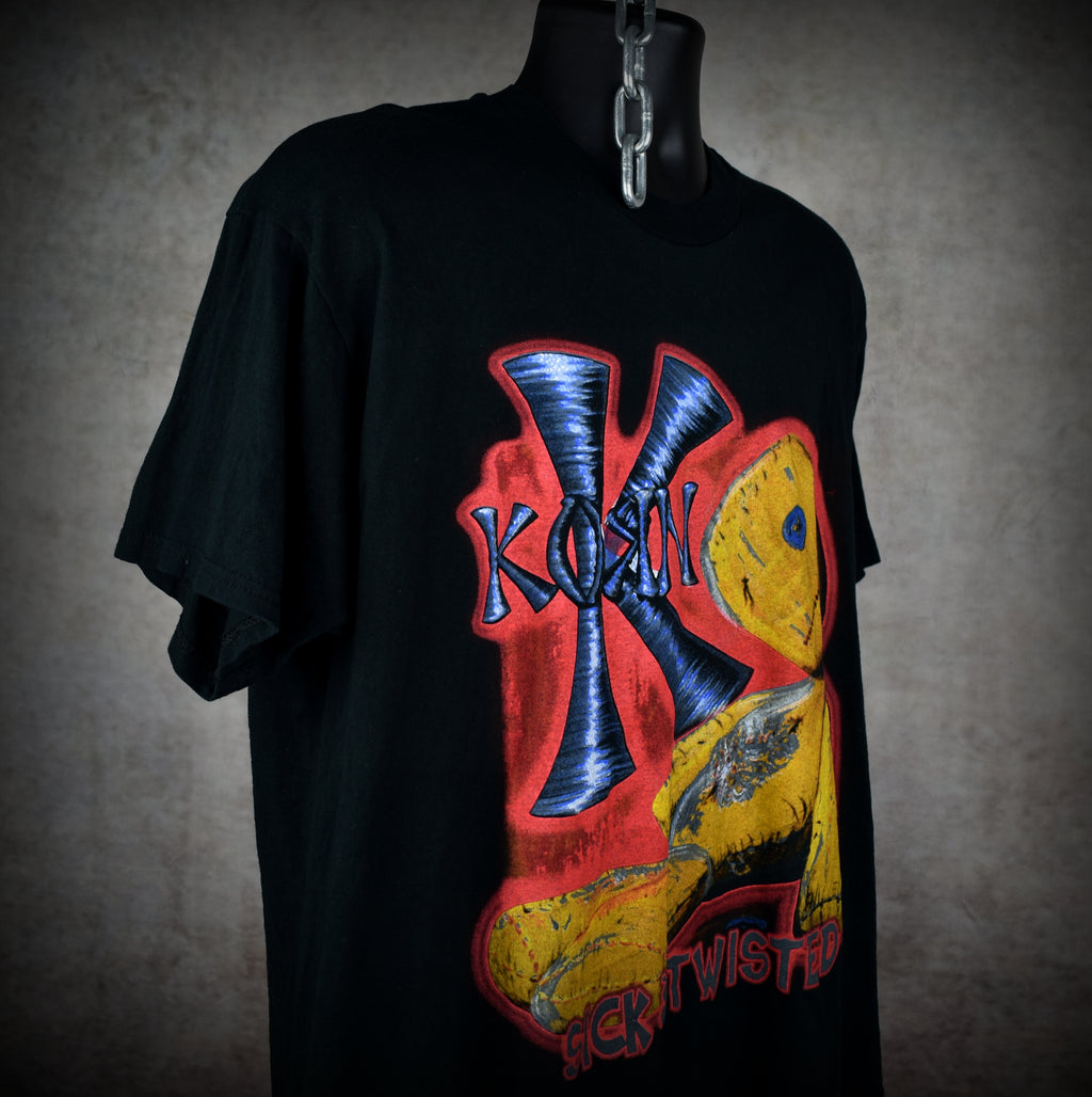 2000 korn vintage issues era bootleg sick & twisted  world tour nü metal band concert t-shirt