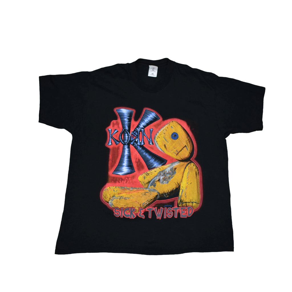 2000 korn vintage issues era bootleg sick & twisted  world tour nü metal band concert t-shirt