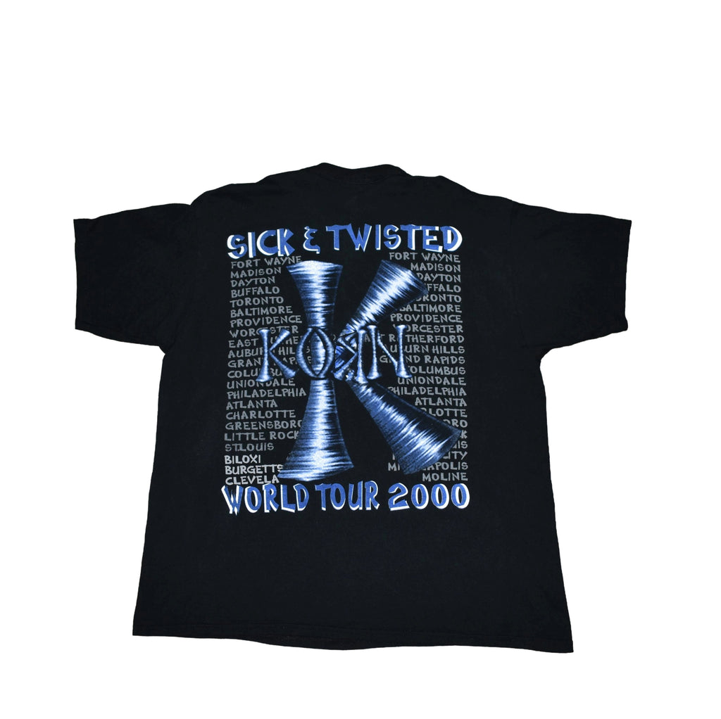 2000 korn vintage issues era bootleg sick & twisted  world tour nü metal band concert t-shirt
