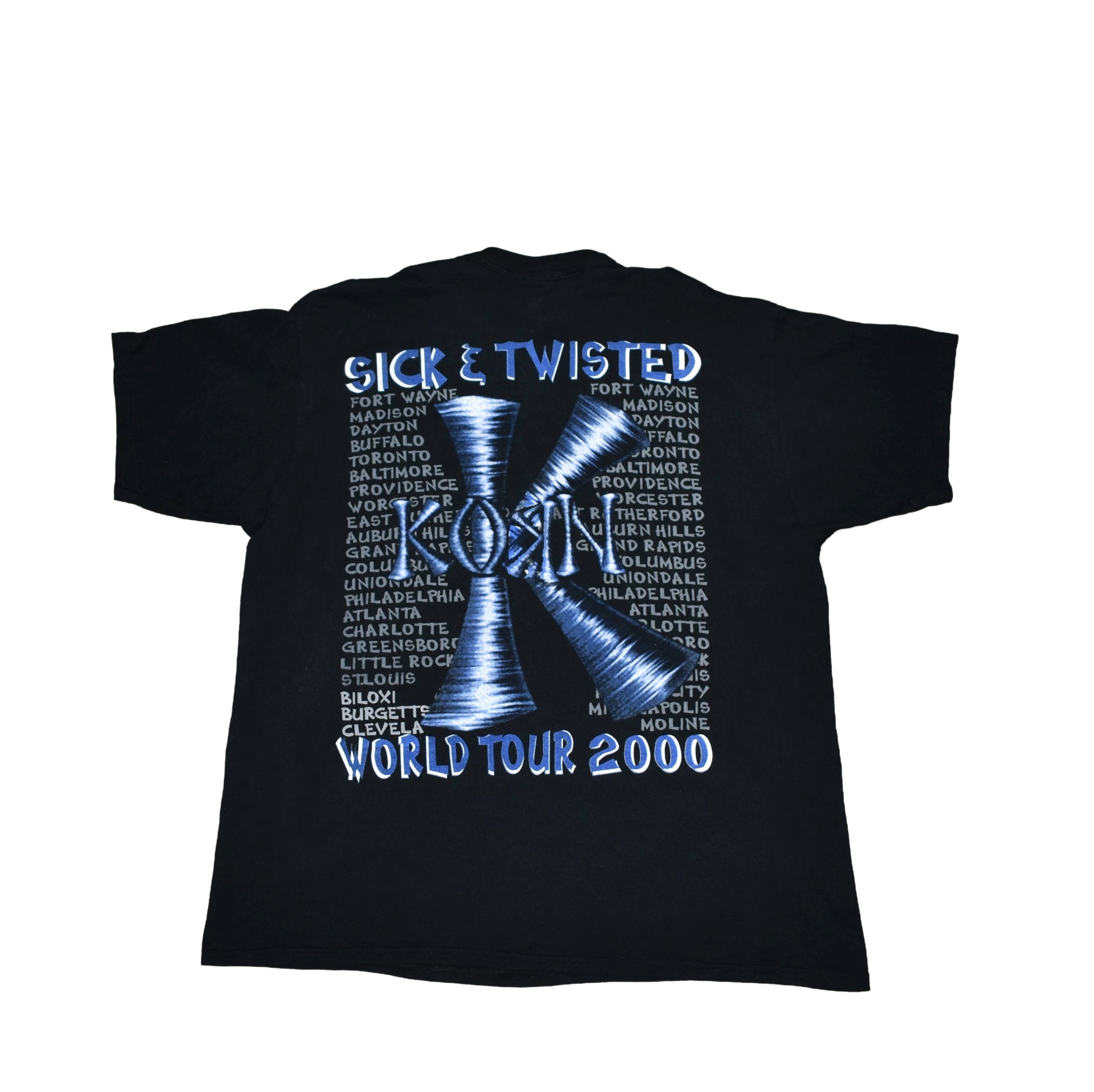 2000 korn vintage issues era bootleg sick & twisted  world tour nü metal band concert t-shirt