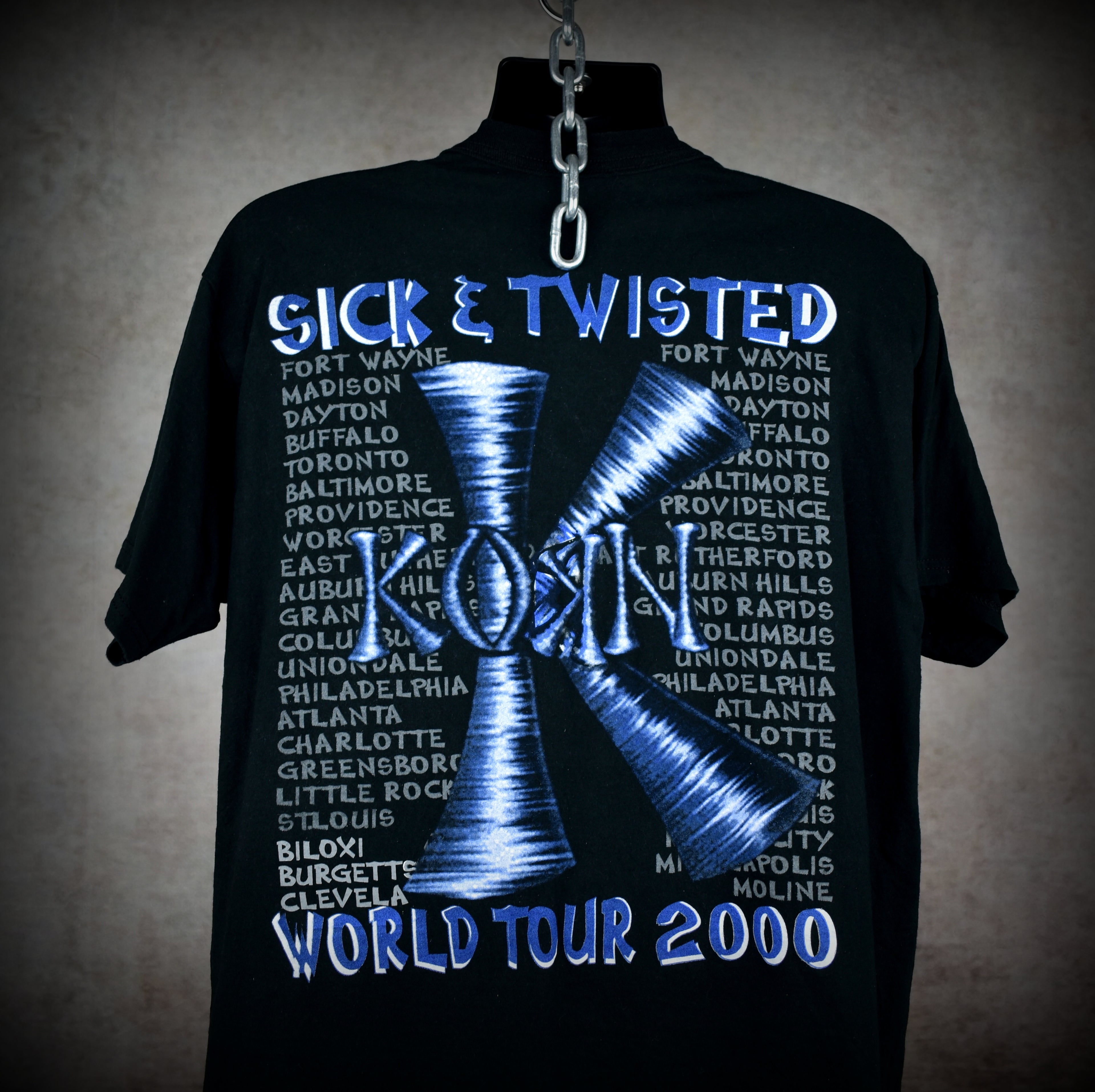2000 korn vintage issues era bootleg sick & twisted  world tour nü metal band concert t-shirt