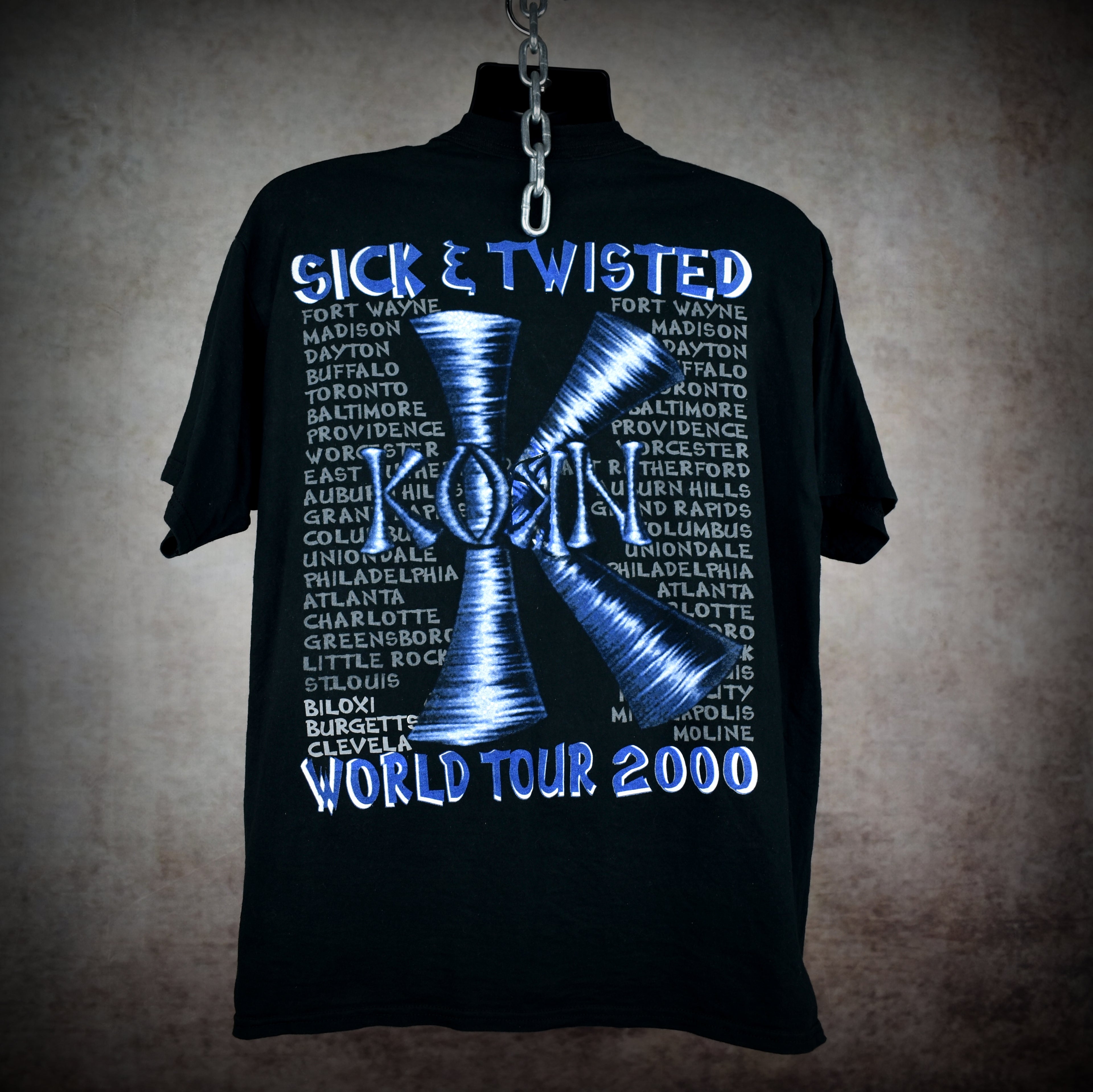2000 korn vintage issues era bootleg sick & twisted  world tour nü metal band concert t-shirt