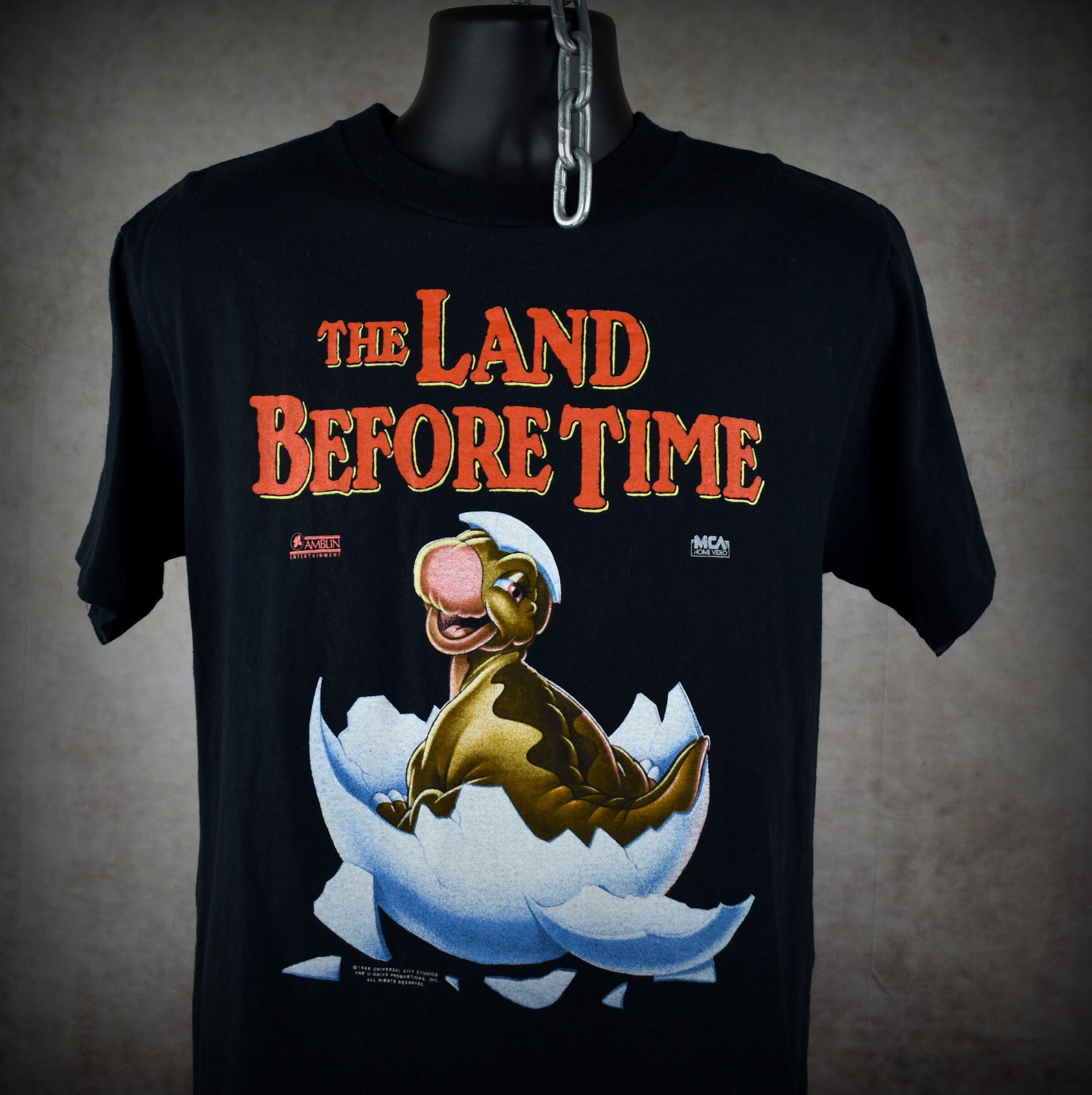 1988 the land before time vintage don bluth classic 80s animated dinosaur movie promo t-shirt