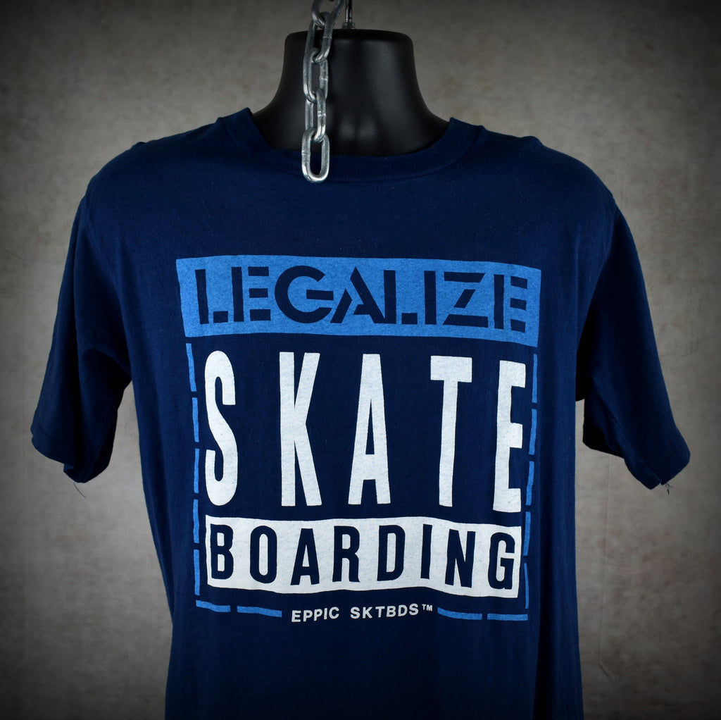 1980s eppic sktbds vintage legalize skateboarding iconic 80s punk style protest skate t-shirt