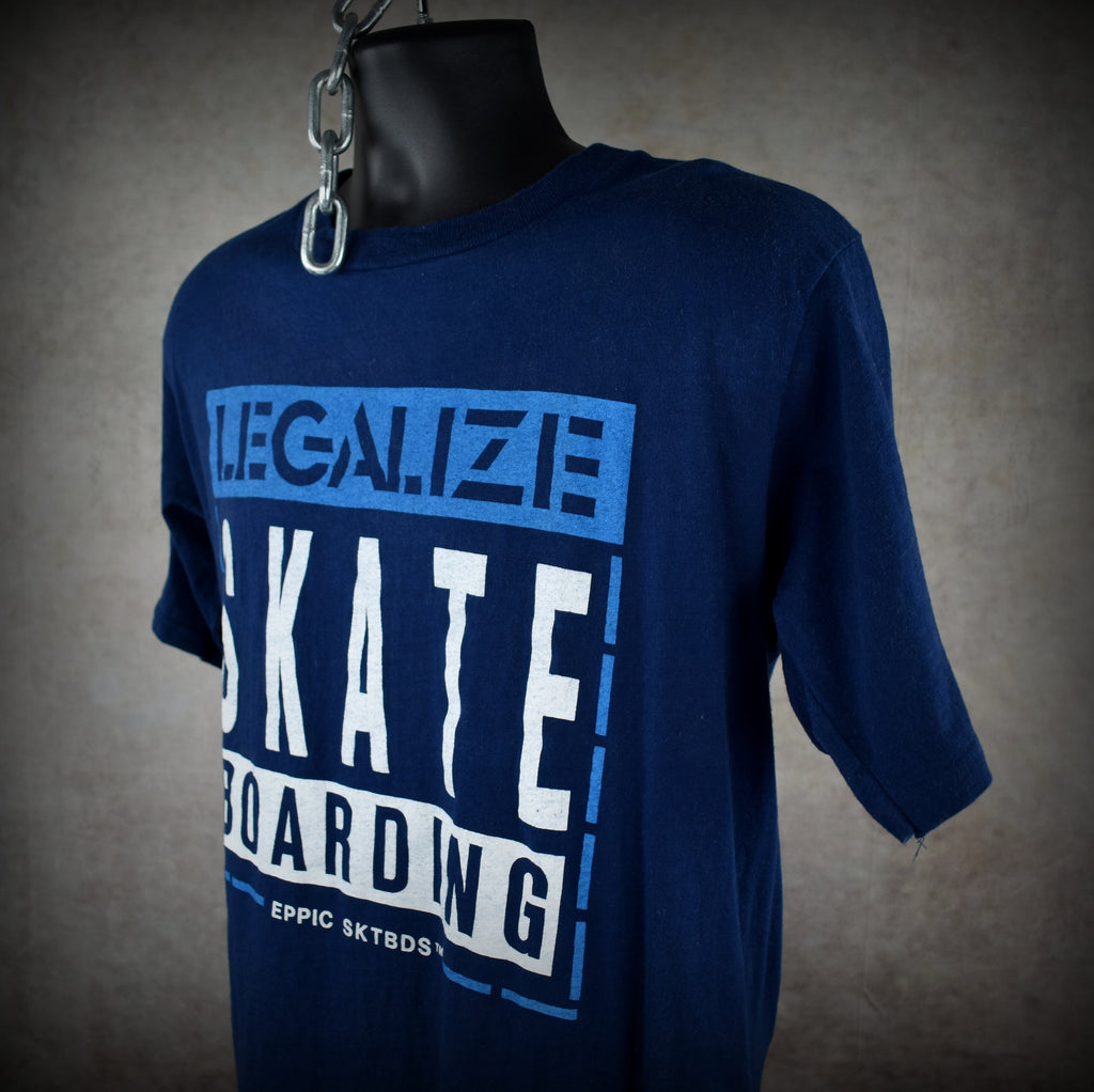 1980s eppic sktbds vintage legalize skateboarding iconic 80s punk style protest skate t-shirt