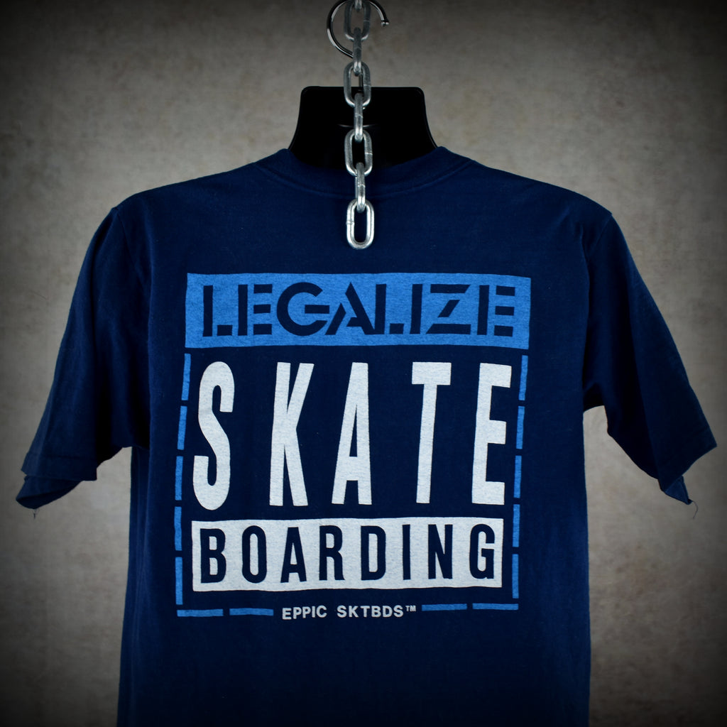 1980s eppic sktbds vintage legalize skateboarding iconic 80s punk style protest skate t-shirt