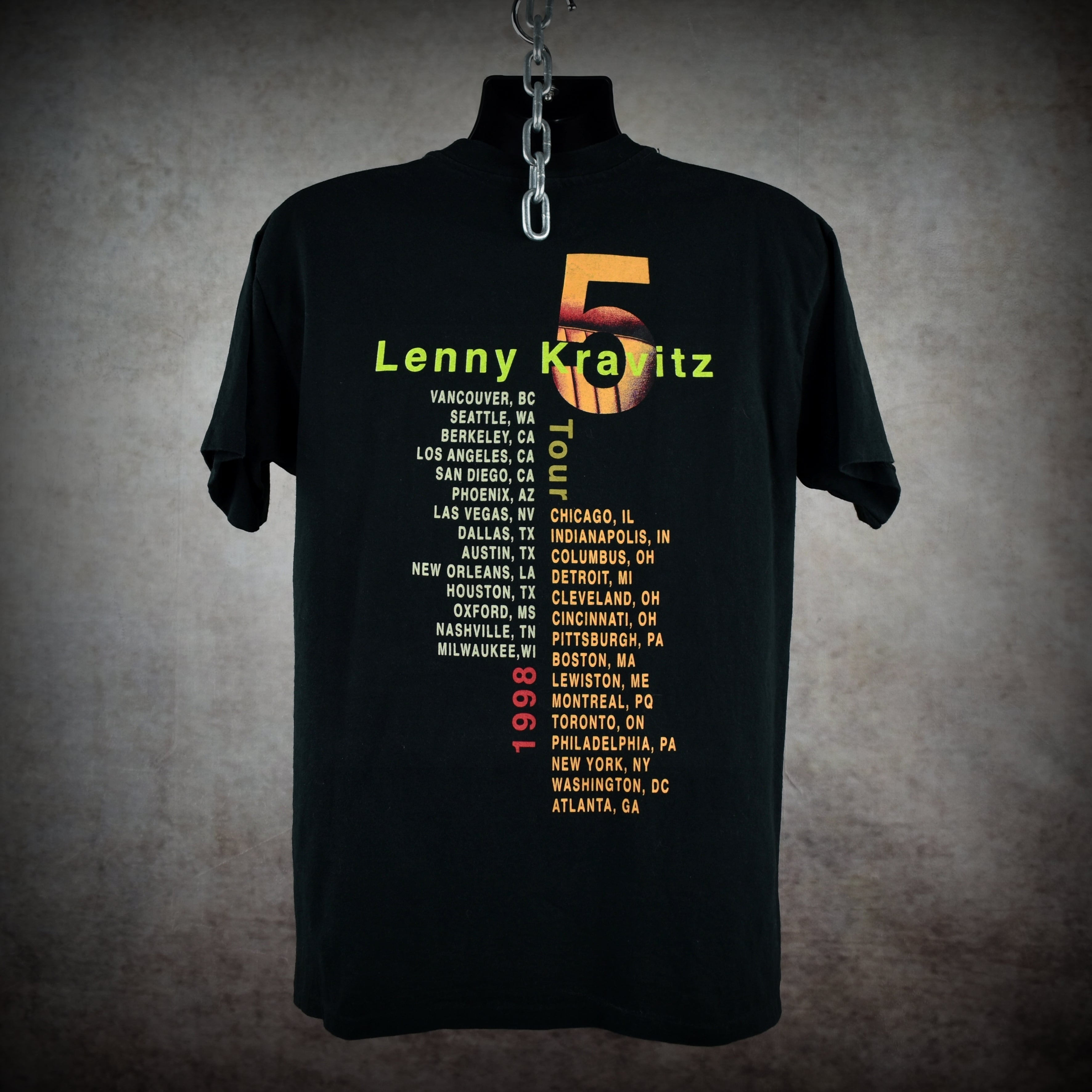1998 lenny kravitz vintage fly away era classic y2k radio rock band promo concert tour t-shirt