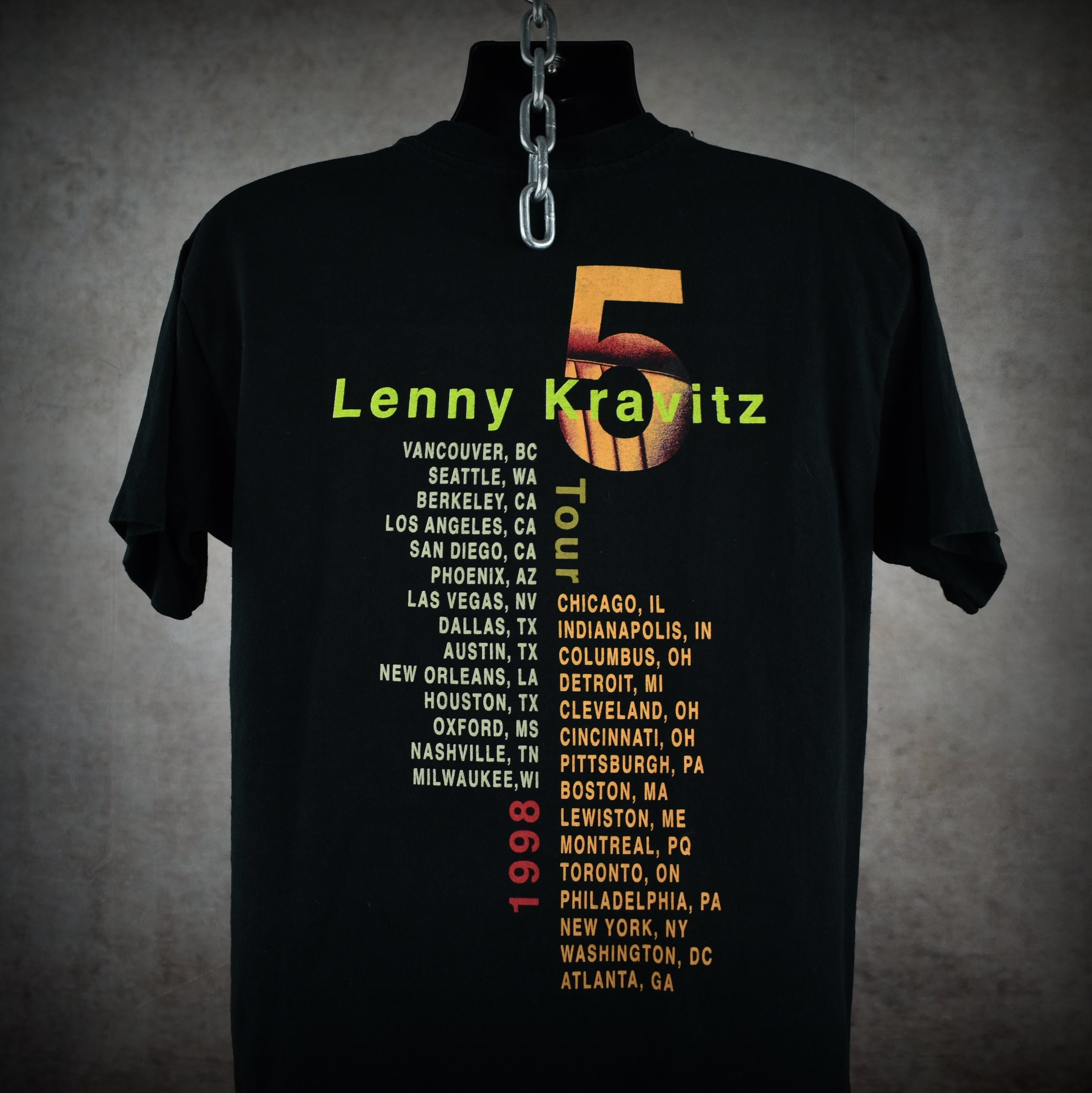 1998 lenny kravitz vintage fly away era classic y2k radio rock band promo concert tour t-shirt