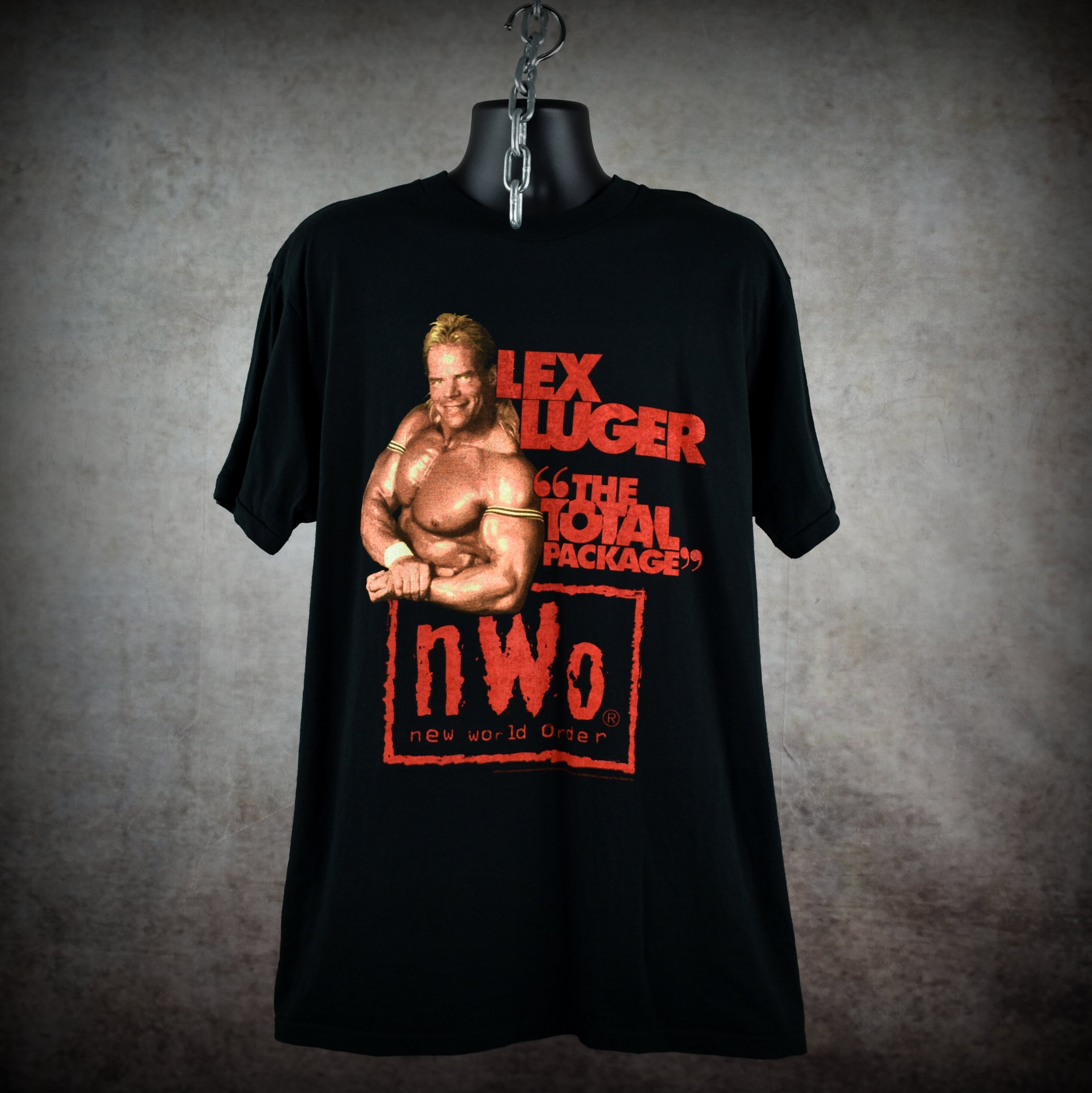 1998 lex luger vintage the total package 90s wcw / nwo wrestler promo t-shirt