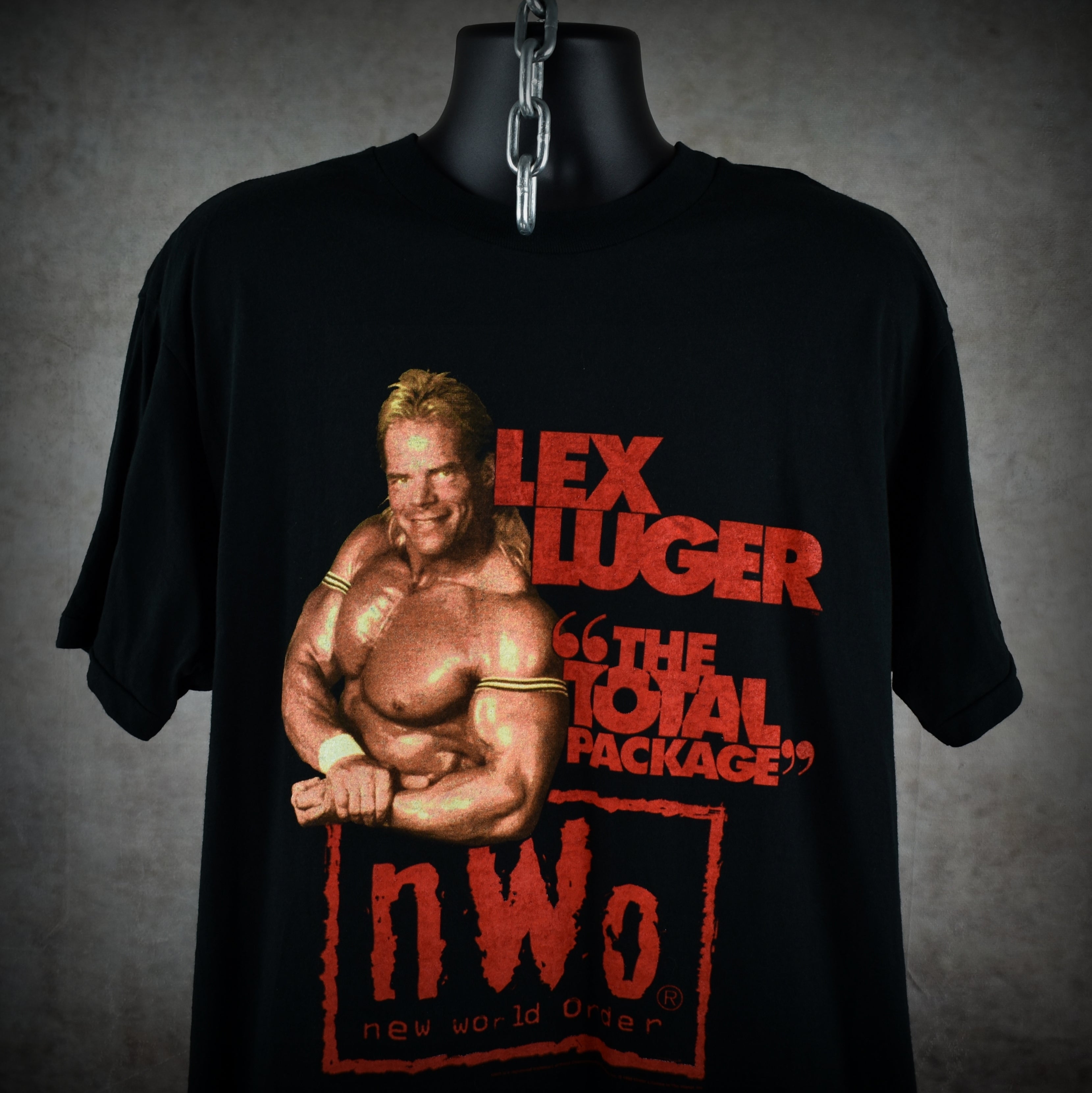 1998 lex luger vintage the total package 90s wcw / nwo wrestler promo t-shirt