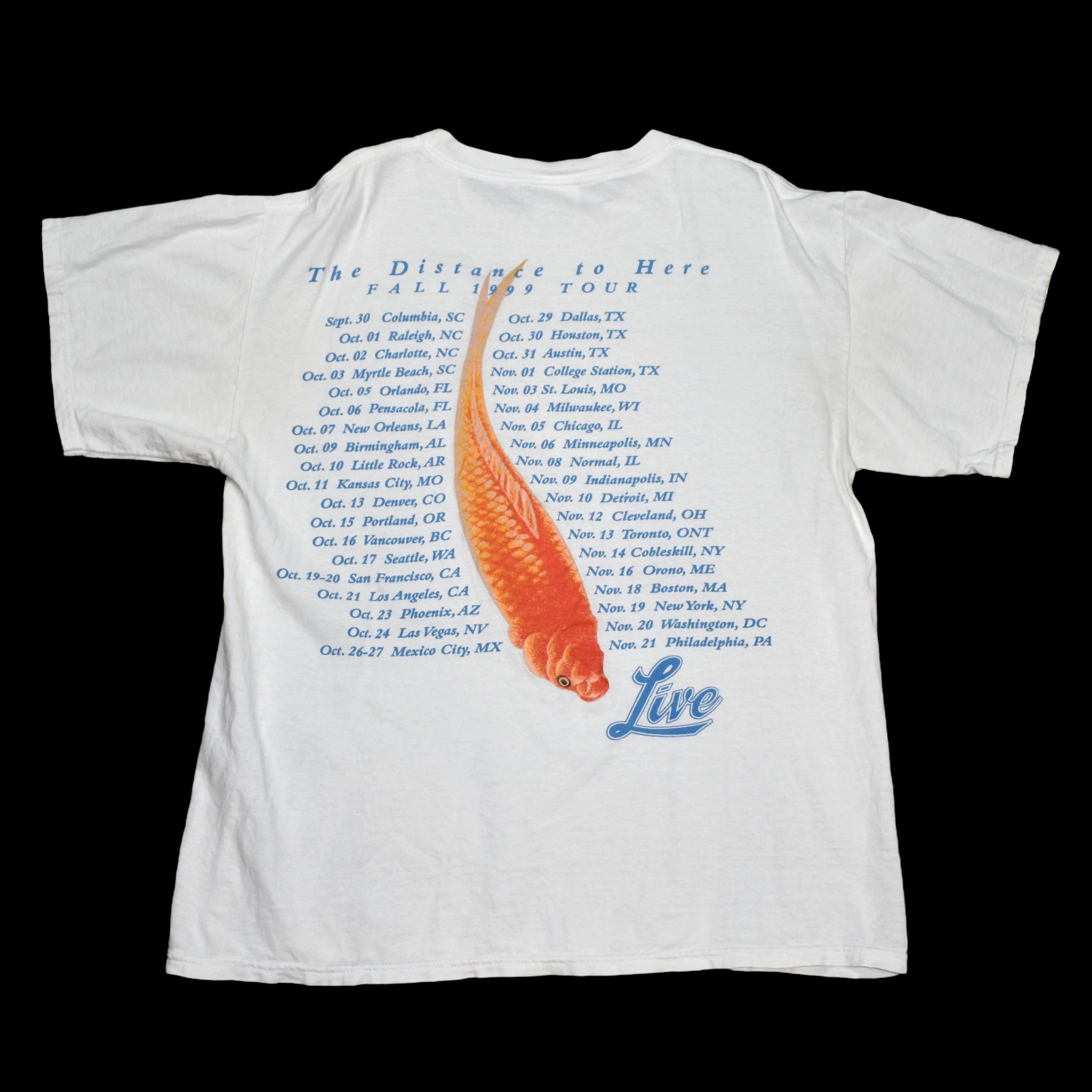 1999 live vintage the dolphins cry era classic y2k alt rock radio band the distance to here fall tour t-shirt