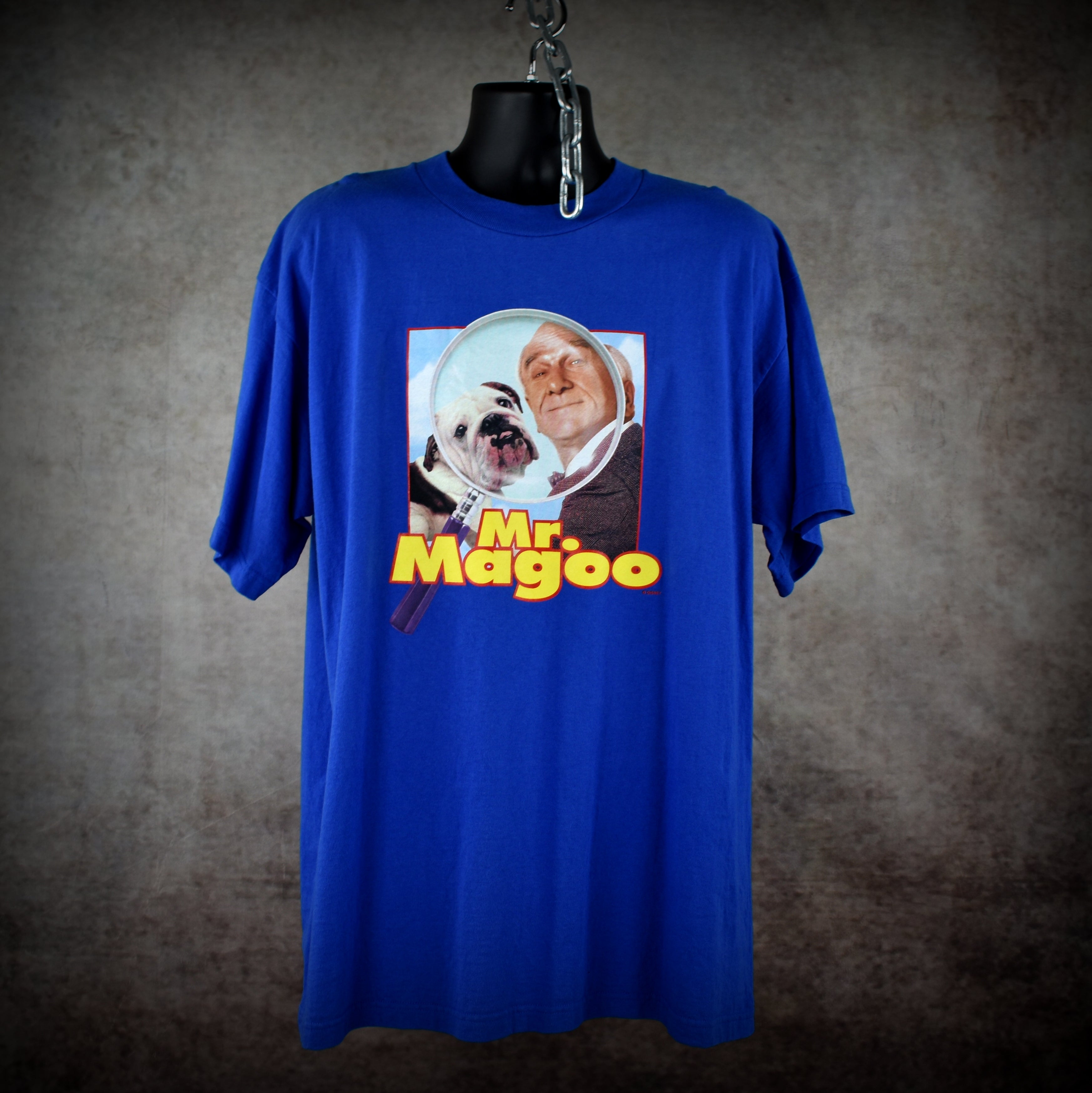 1997 mr. magoo vintage cult classic 90s leslie nielsen movie promo t-shirt