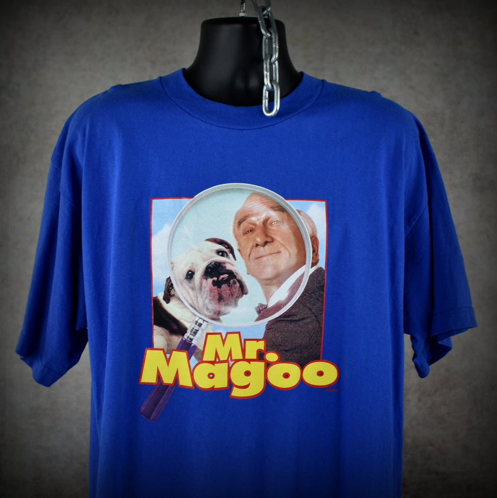 1997 mr. magoo vintage cult classic 90s leslie nielsen movie promo t-shirt