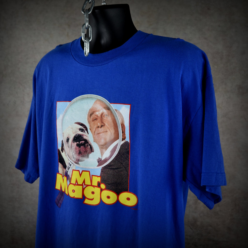 1997 mr. magoo vintage cult classic 90s leslie nielsen movie promo t-shirt