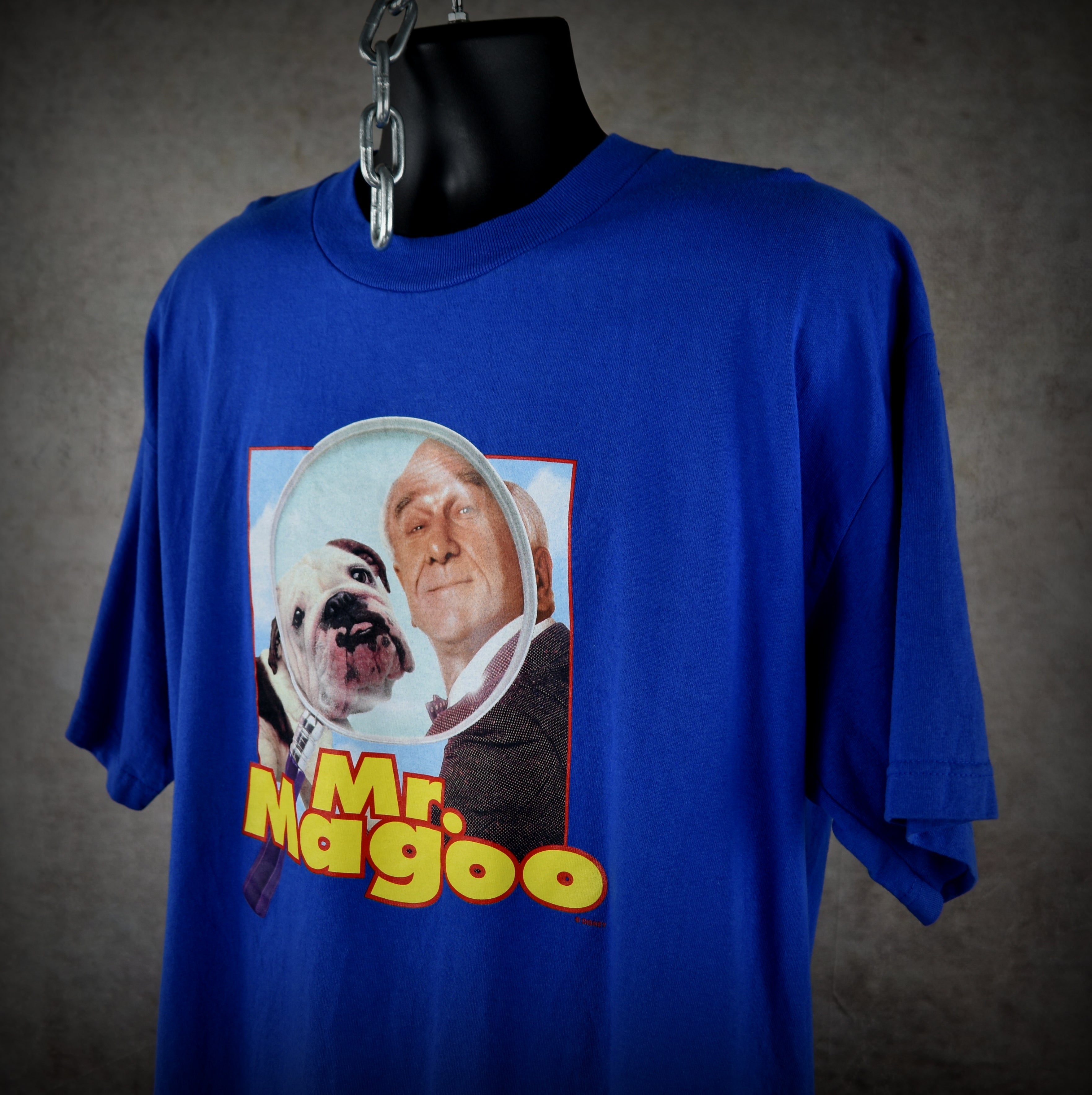 1997 mr. magoo vintage cult classic 90s leslie nielsen movie promo t-shirt