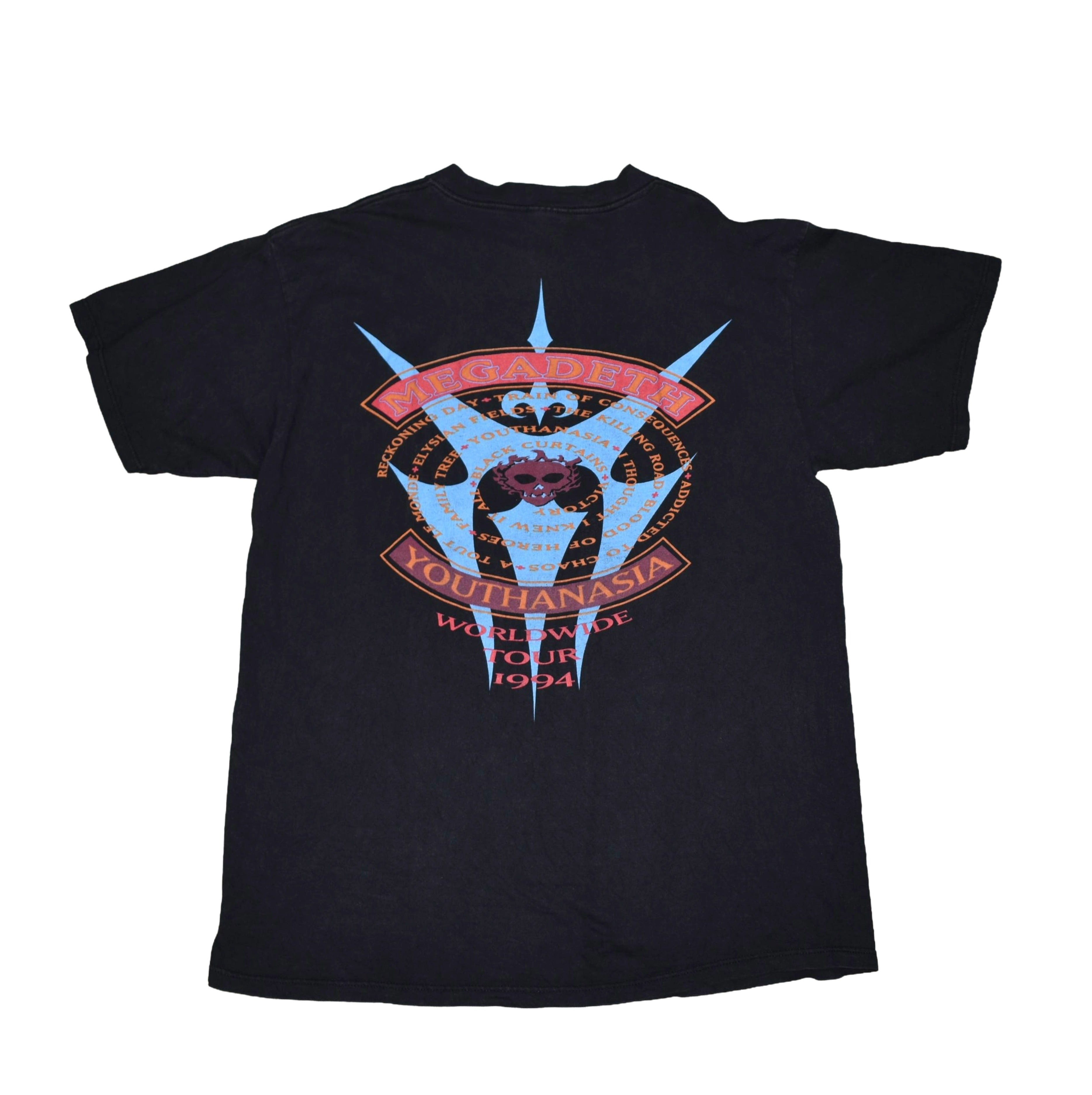 1994 megadeth vintage vic rattlehead 90s heavy metal band youthanasia tour t-shirt