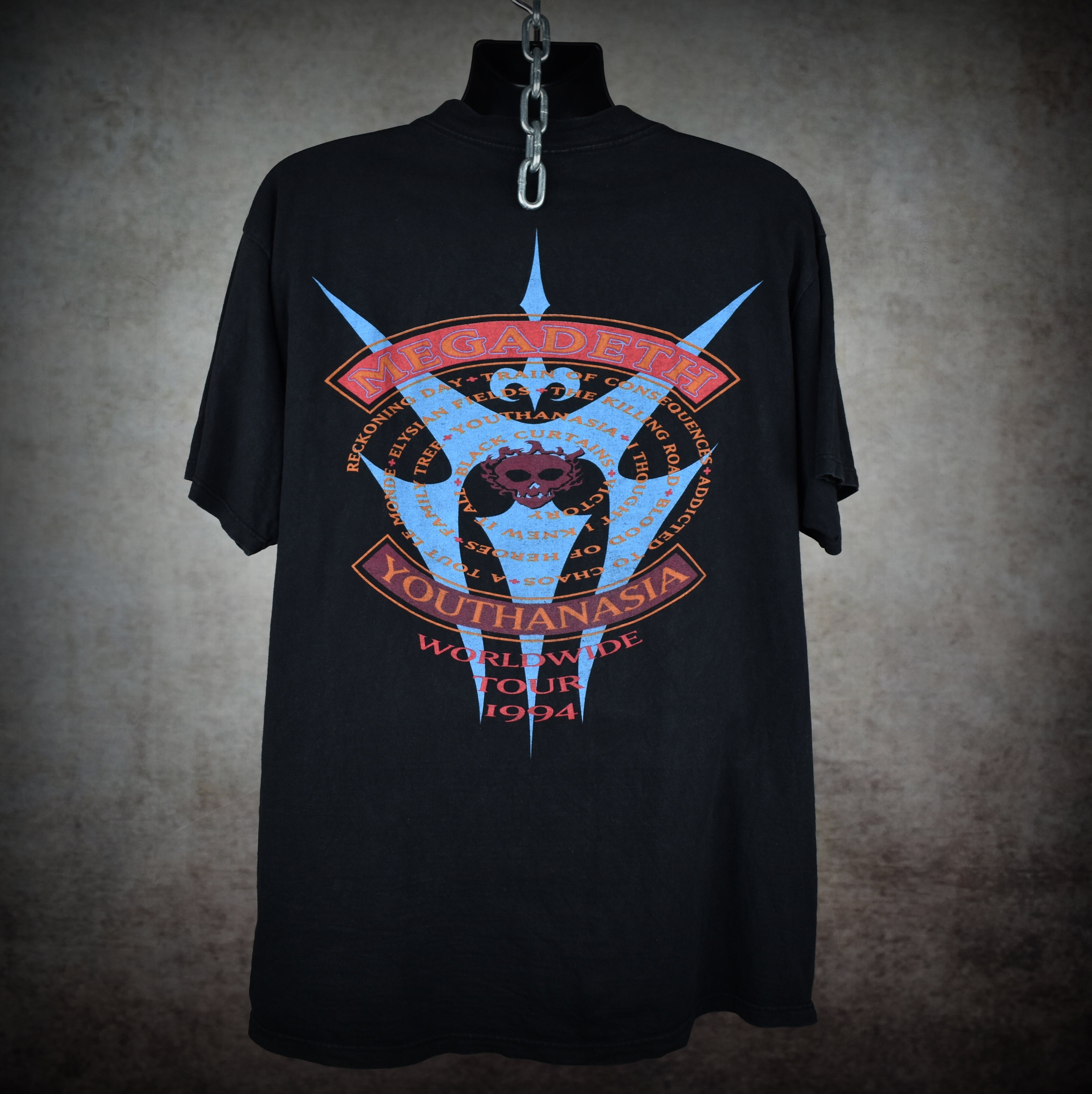 1994 megadeth vintage vic rattlehead 90s heavy metal band youthanasia tour t-shirt