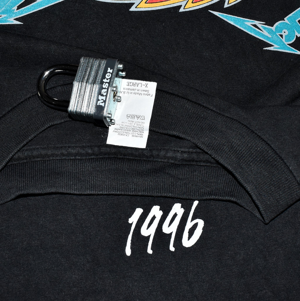 1996 metallica vintage s.f.w. fan club classic cult classic 90s so what design band t-shirt