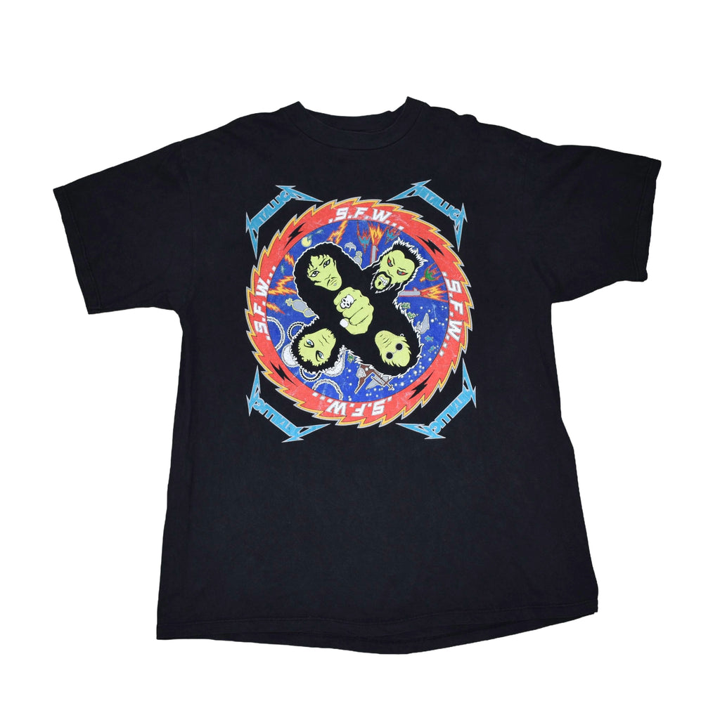 1996 metallica vintage s.f.w. fan club classic cult classic 90s so what design band t-shirt