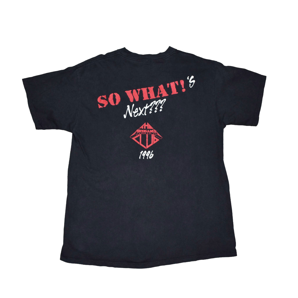 1996 metallica vintage s.f.w. fan club classic cult classic 90s so what design band t-shirt