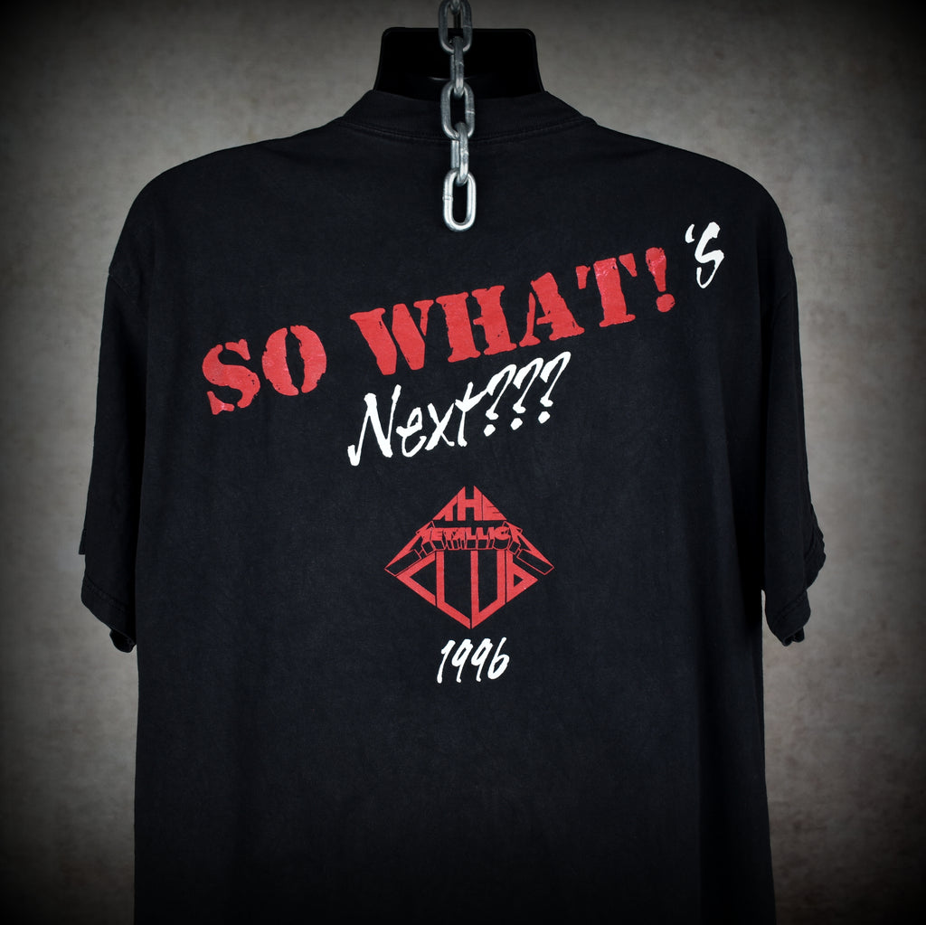 1996 metallica vintage s.f.w. fan club classic cult classic 90s so what design band t-shirt