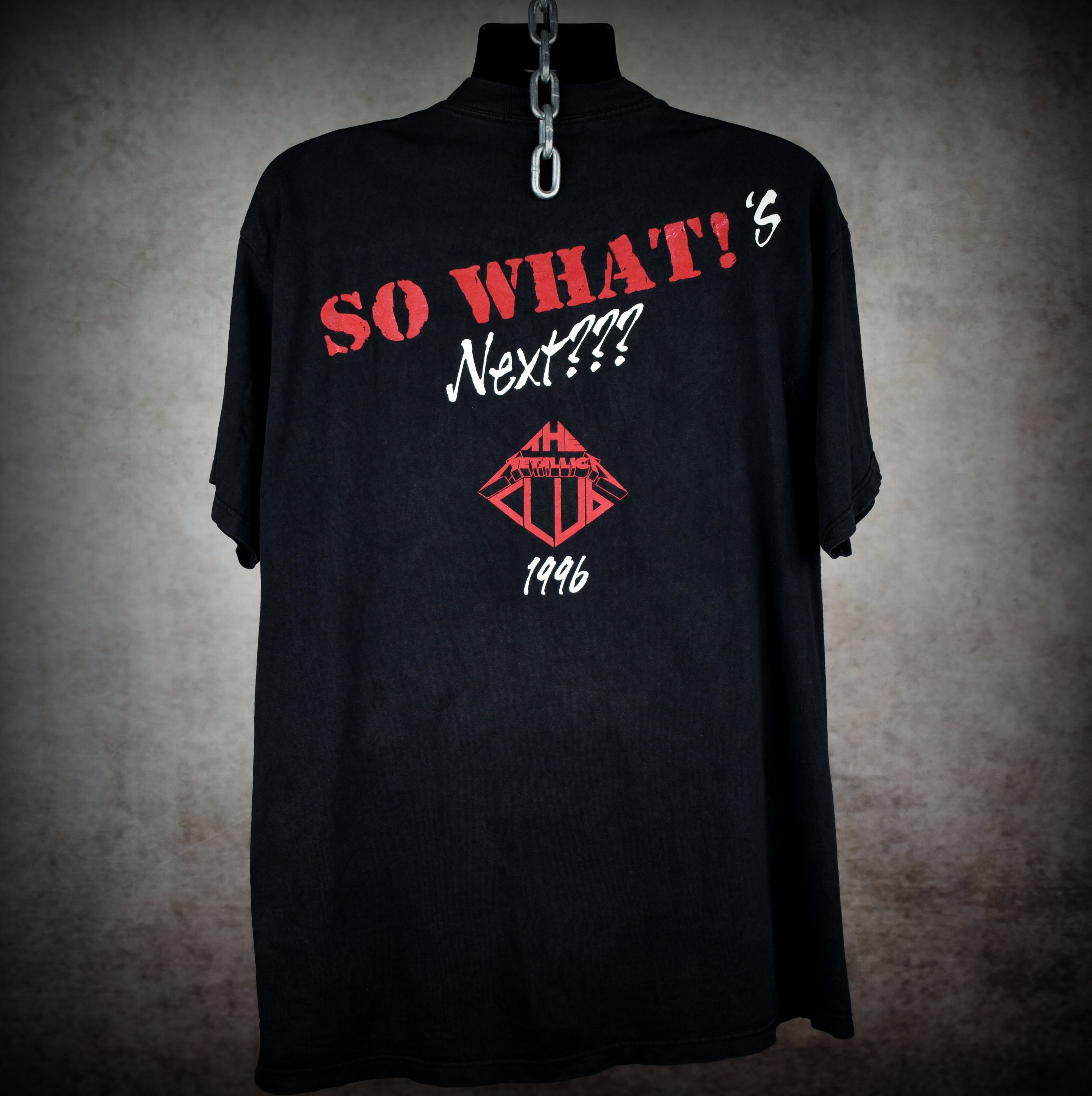 1996 metallica vintage s.f.w. fan club classic cult classic 90s so what design band t-shirt