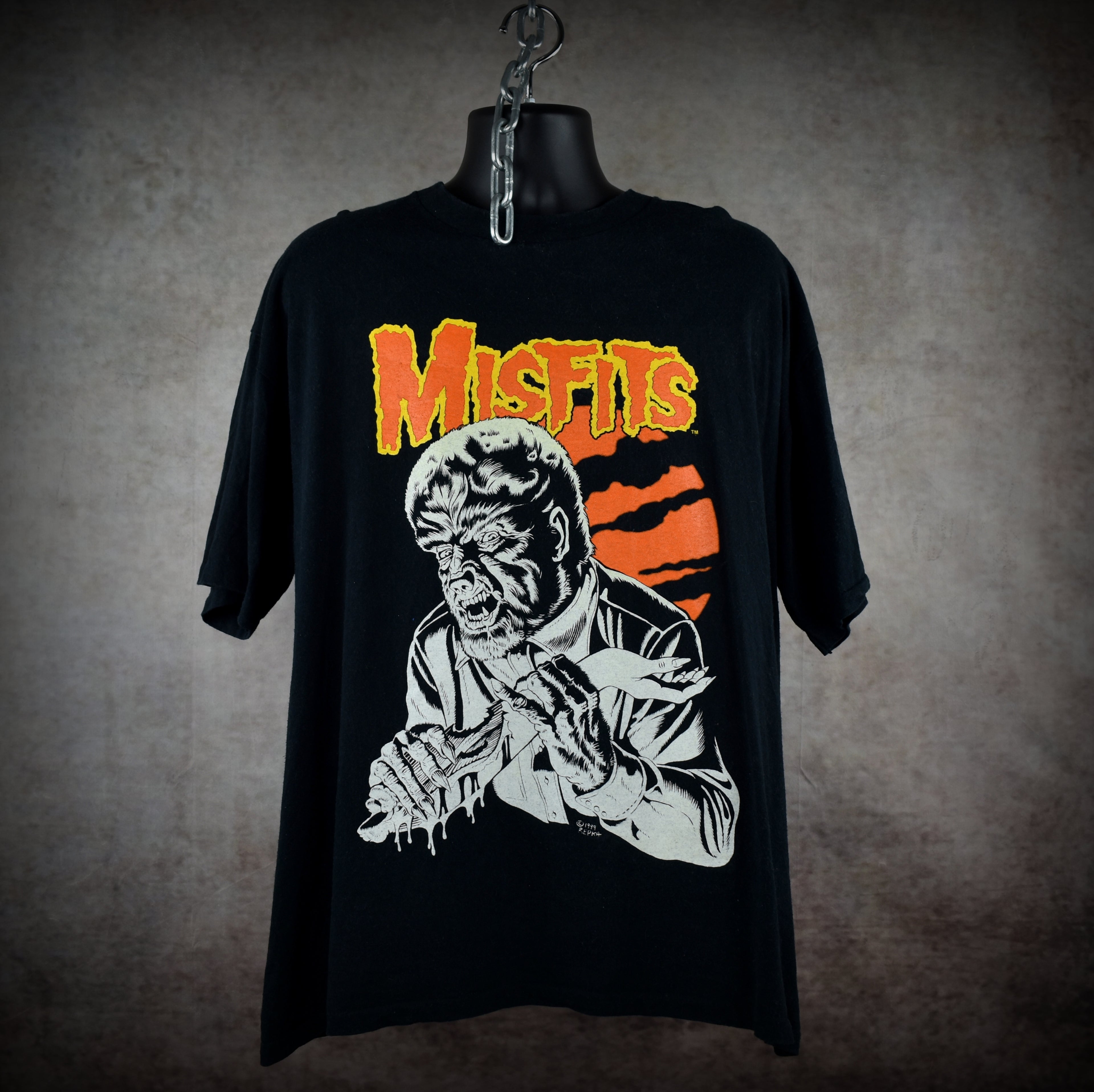 1999 misfits vintage glow in the dark famous monsters era wolfman fiend club horror punk band t-shirt