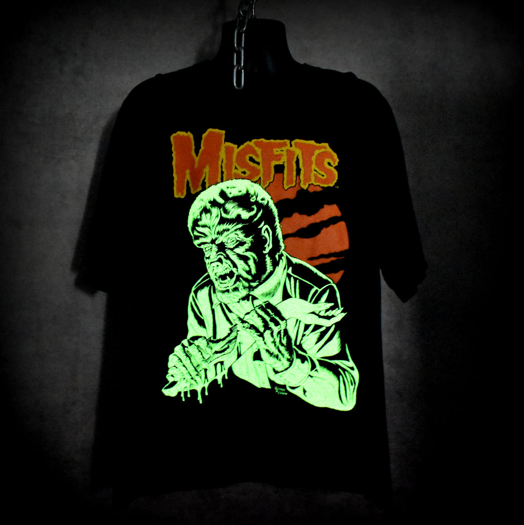 1999 misfits vintage glow in the dark famous monsters era wolfman fiend club horror punk band t-shirt