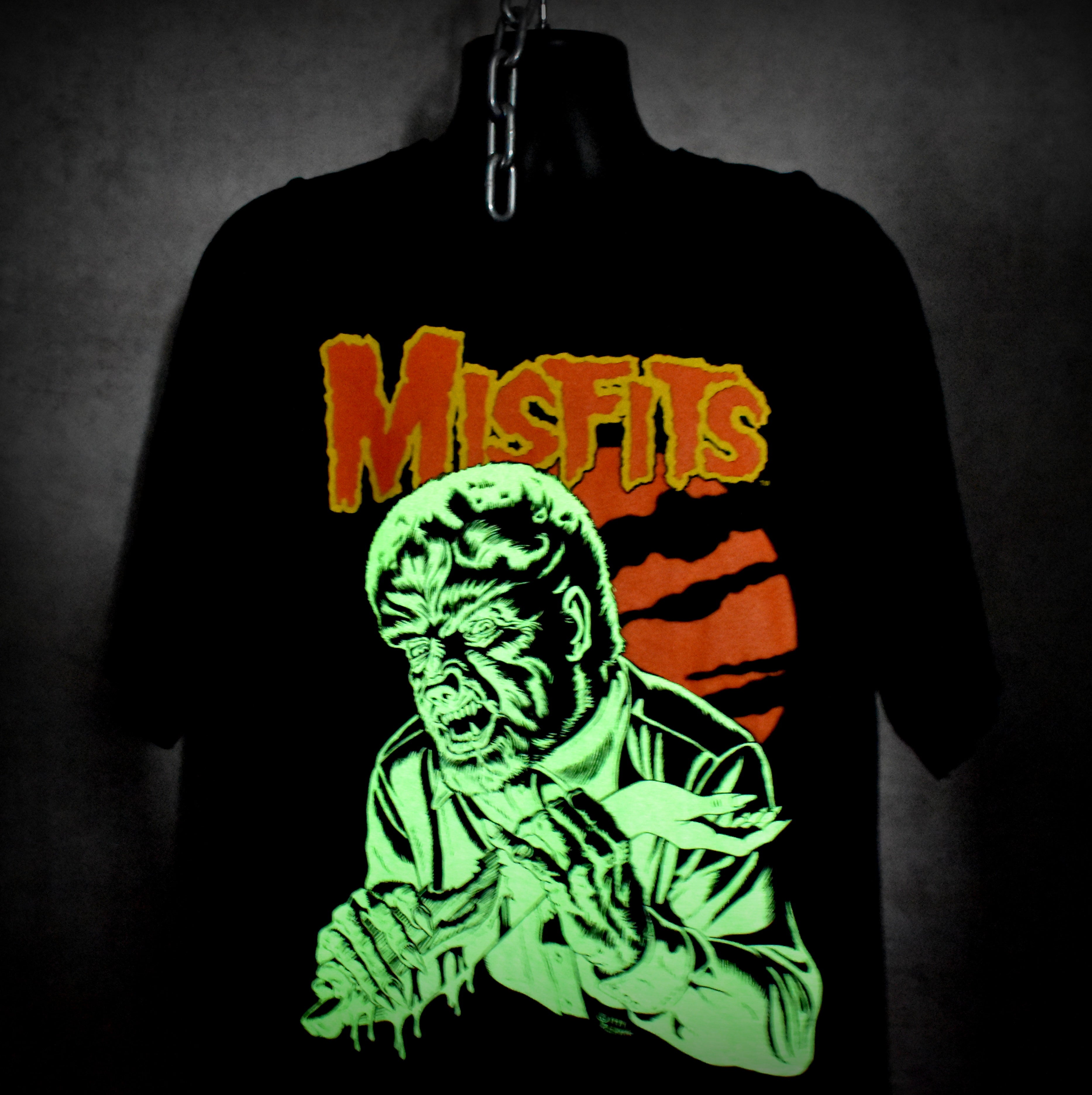 1999 misfits vintage glow in the dark famous monsters era wolfman fiend club horror punk band t-shirt