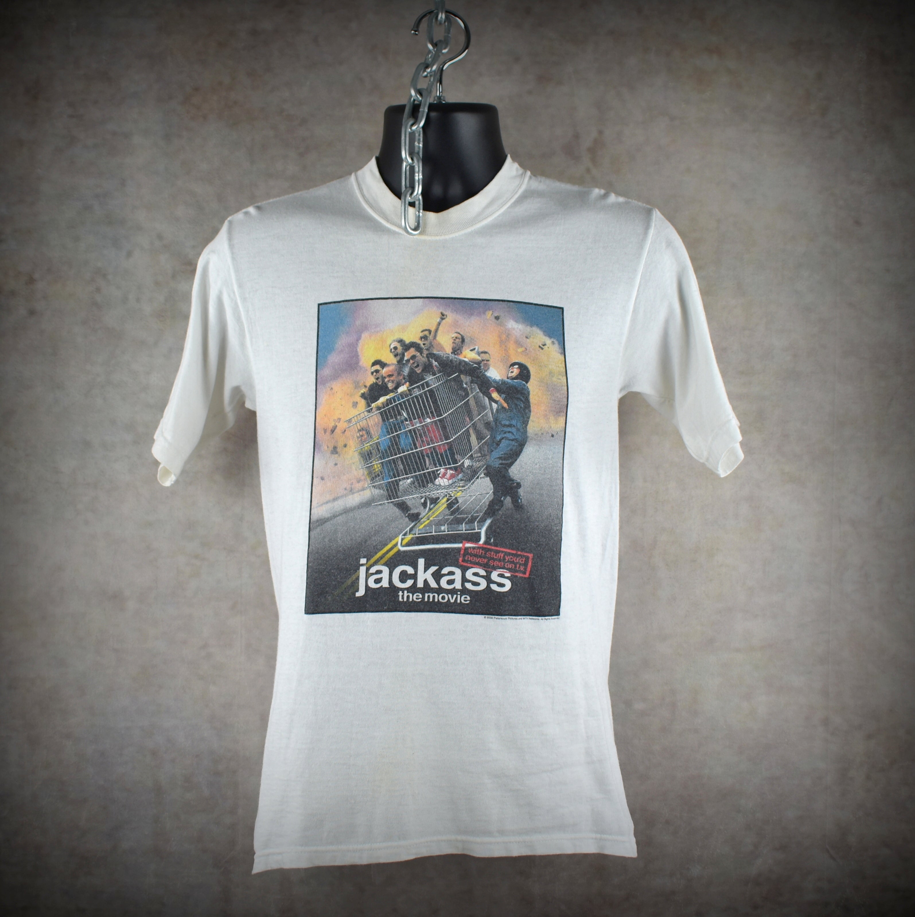2002 jackass the movie vintage giant shopping cart intro 00s iconic movie promo t-shirt