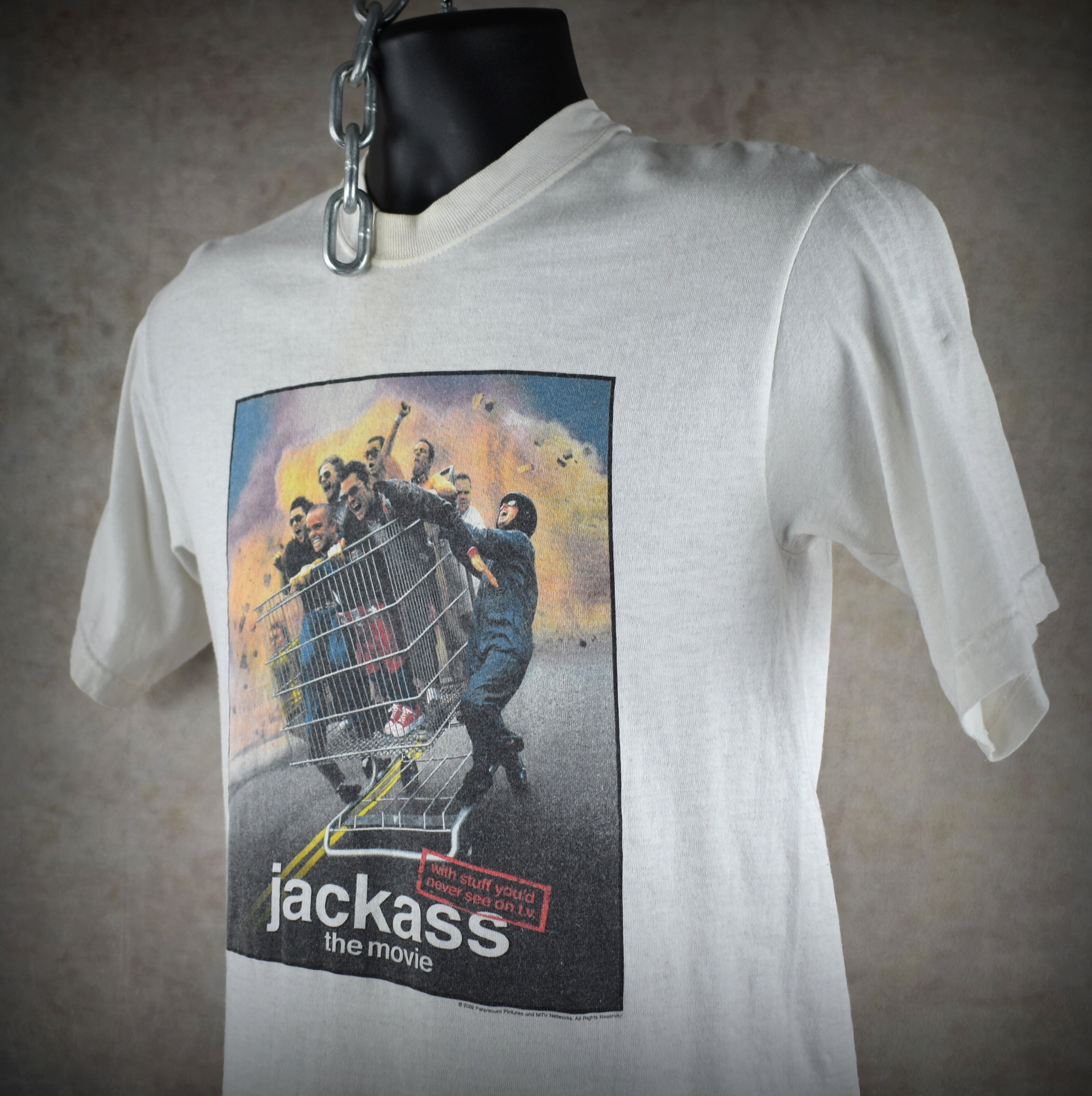 2002 jackass the movie vintage giant shopping cart intro 00s iconic movie promo t-shirt