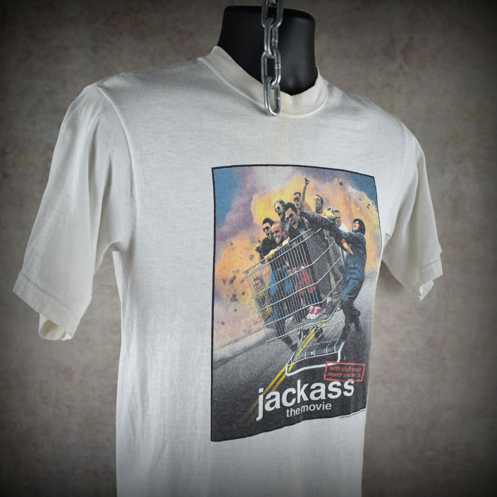 2002 jackass the movie vintage giant shopping cart intro 00s iconic movie promo t-shirt