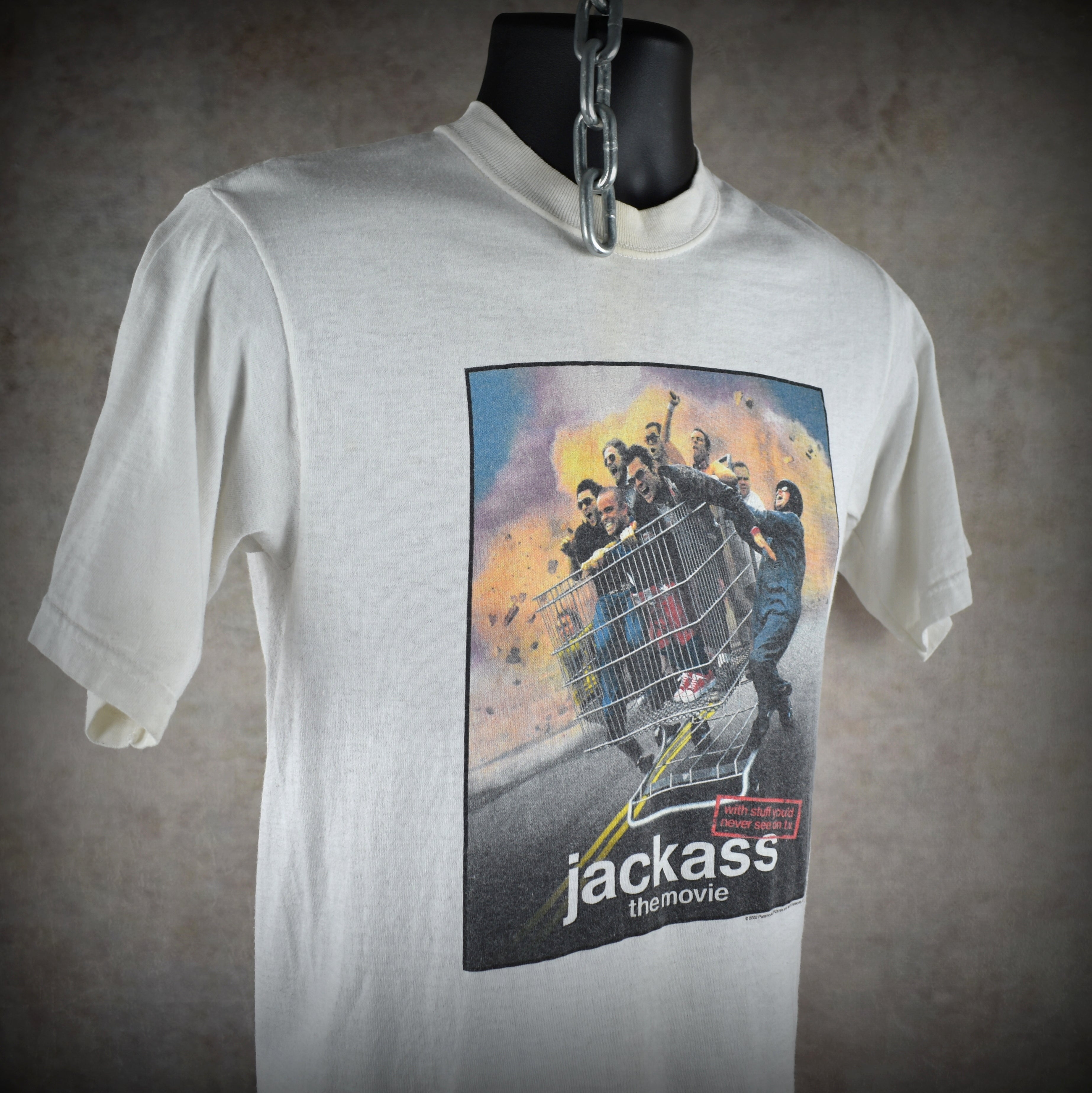 2002 jackass the movie vintage giant shopping cart intro 00s iconic movie promo t-shirt