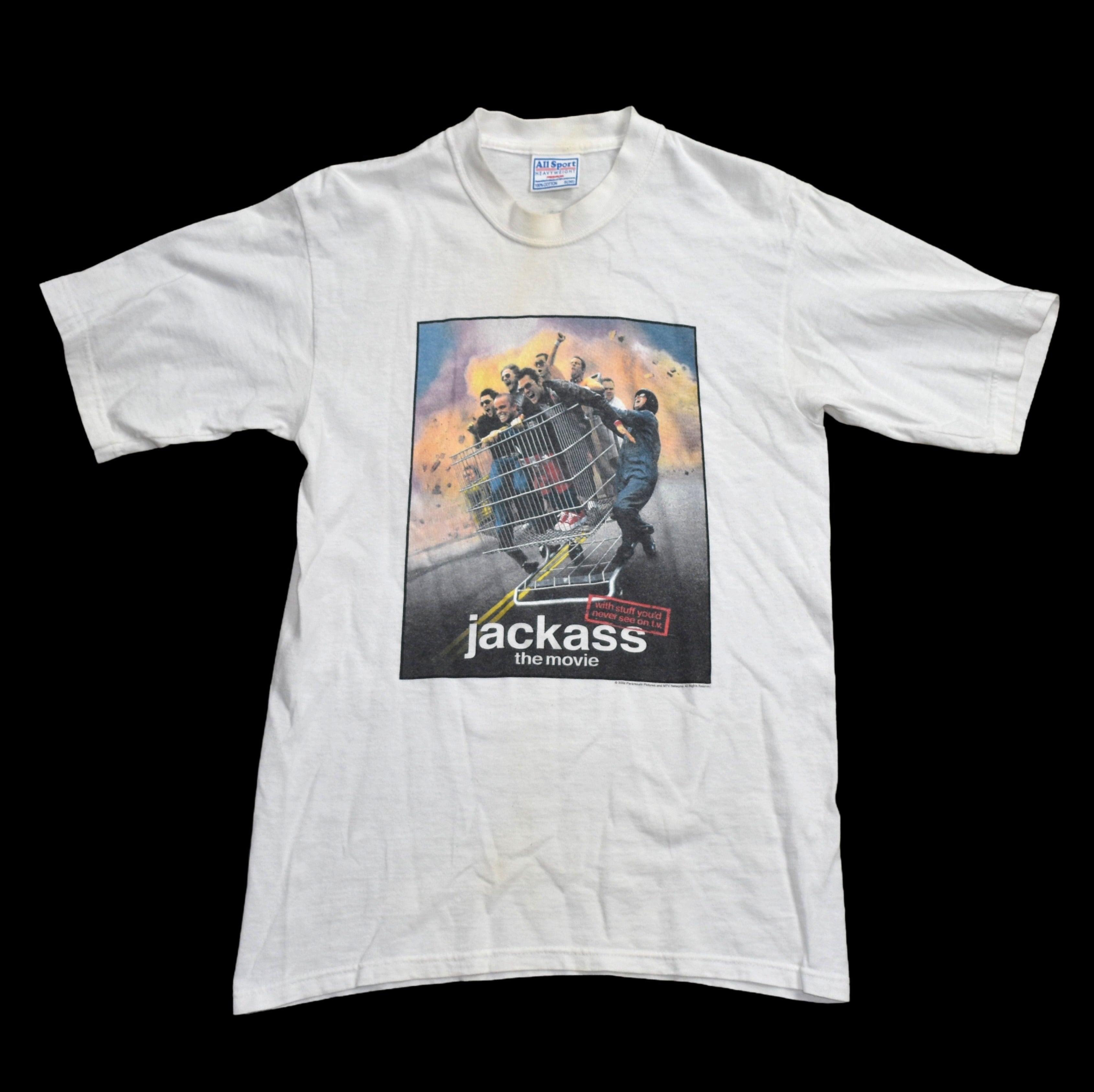 2002 jackass the movie vintage giant shopping cart intro 00s iconic movie promo t-shirt