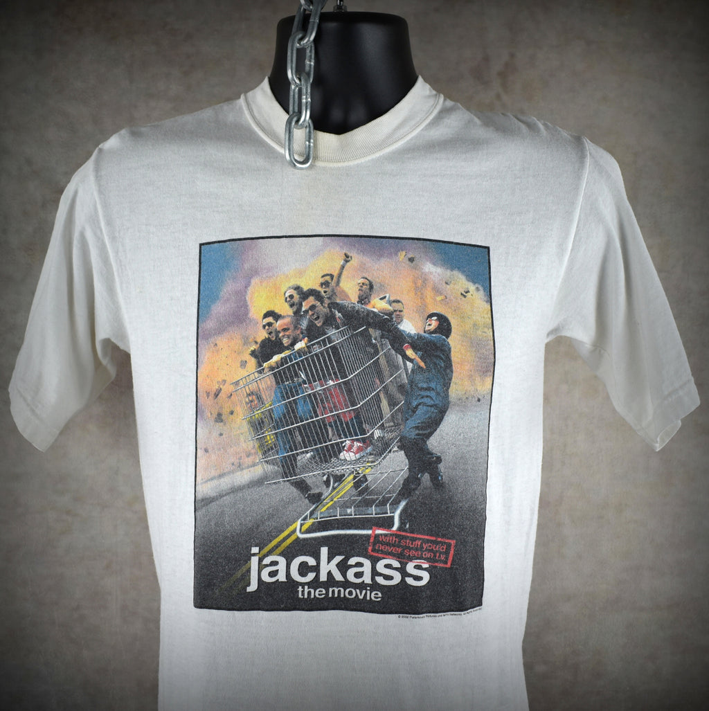 2002 jackass the movie vintage giant shopping cart intro 00s iconic movie promo t-shirt