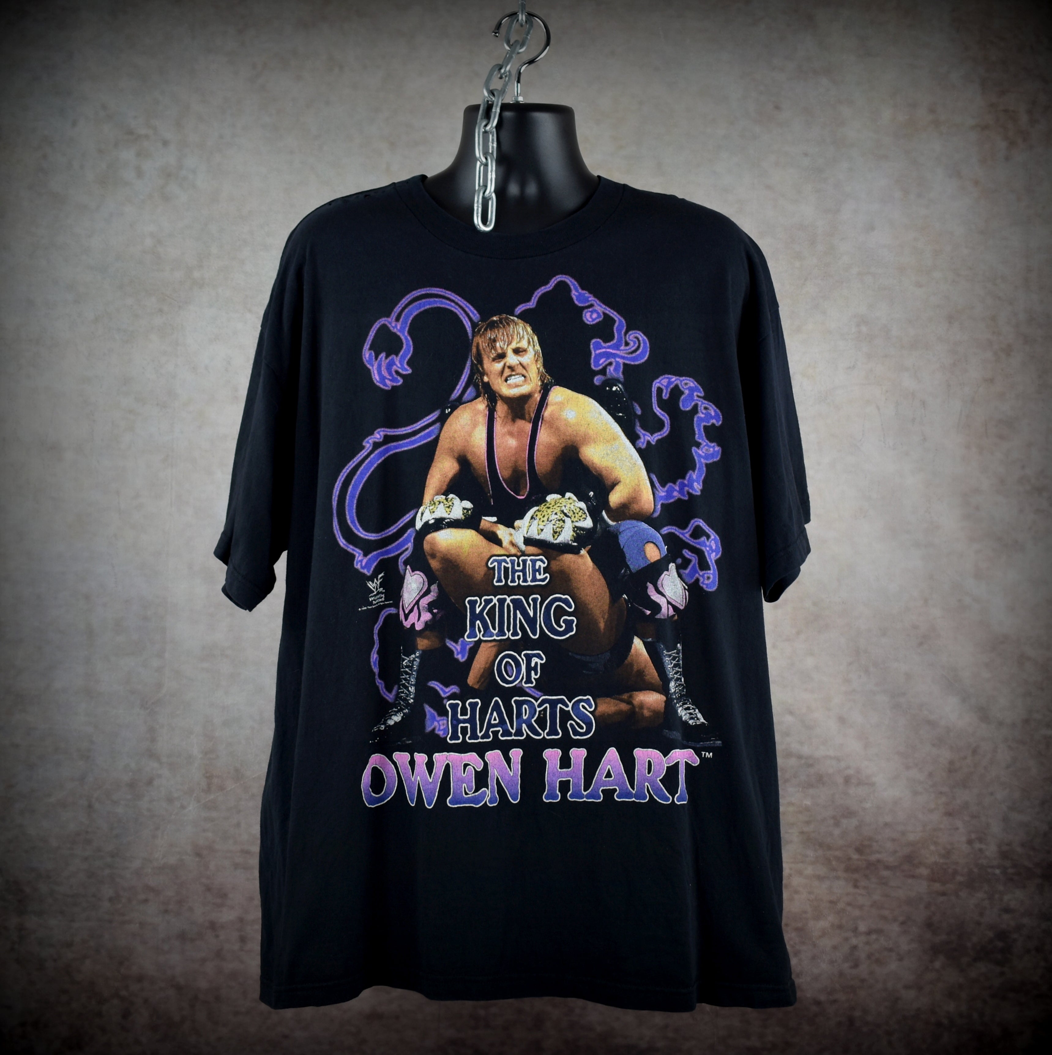 1999 owen hart vintage the king of harts iconic 90s wwf wrestler promo t-shirt