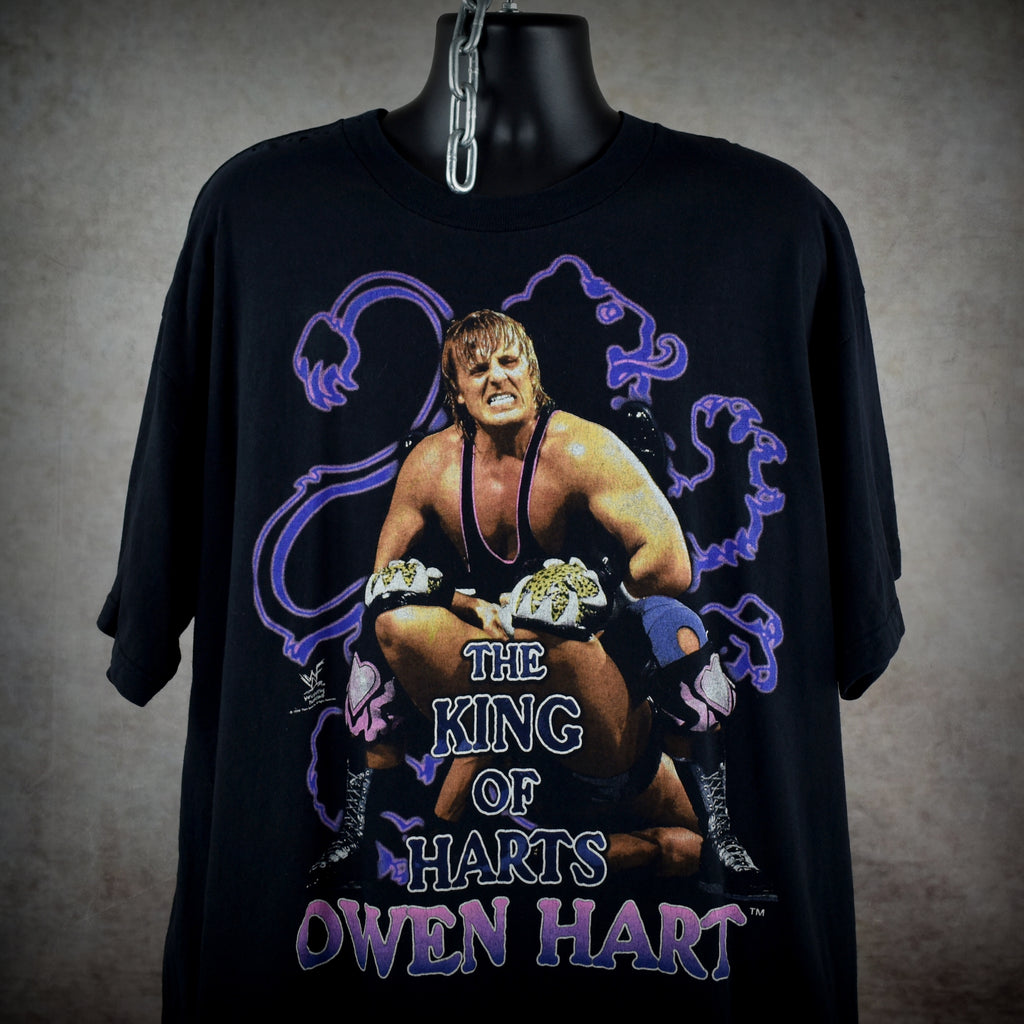 1999 owen hart vintage the king of harts iconic 90s wwf wrestler promo t-shirt