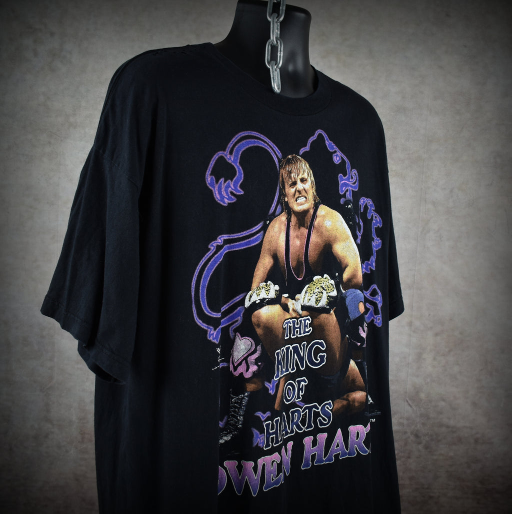 1999 owen hart vintage the king of harts iconic 90s wwf wrestler promo t-shirt