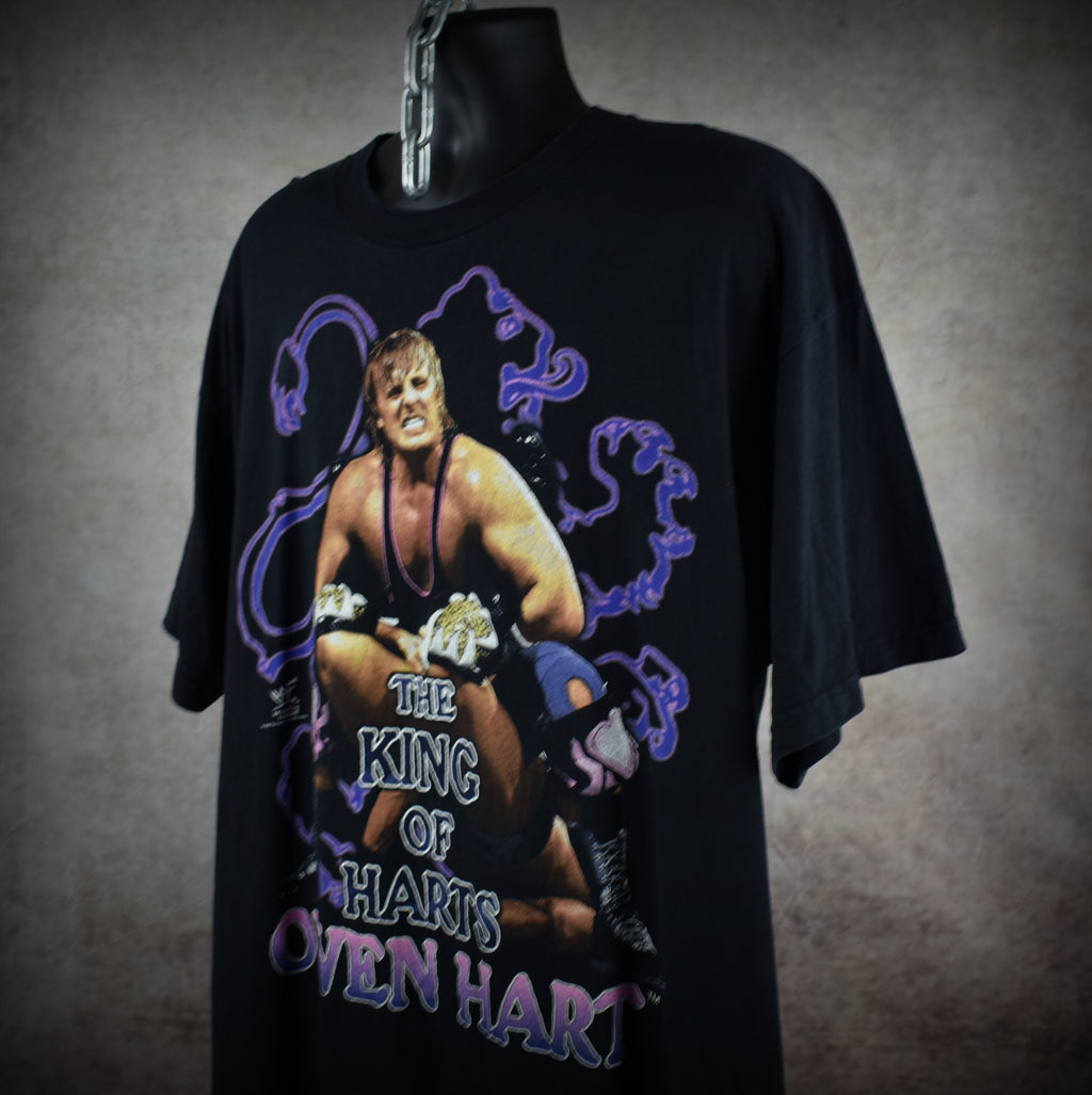 1999 owen hart vintage the king of harts iconic 90s wwf wrestler promo t-shirt