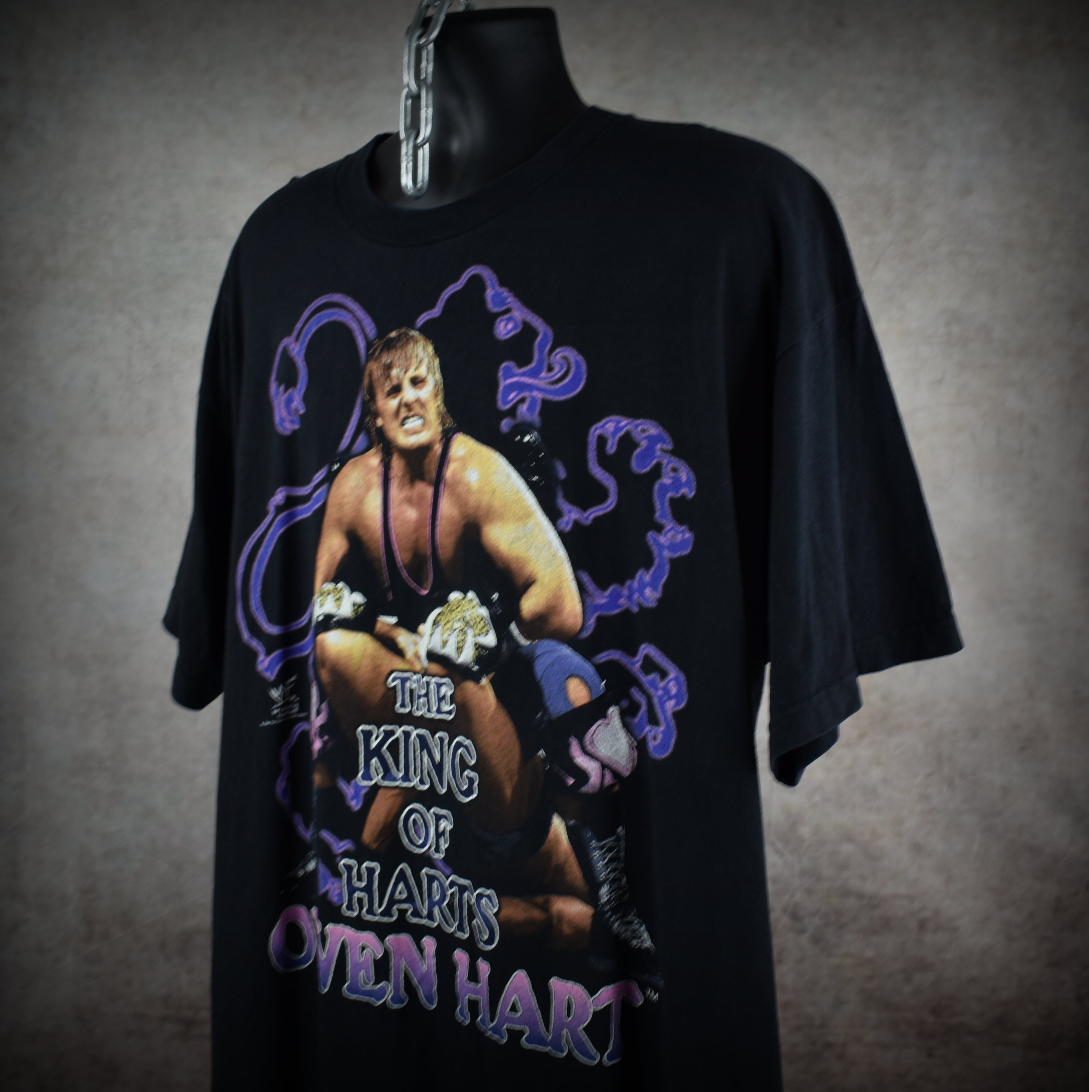 1999 owen hart vintage the king of harts iconic 90s wwf wrestler promo t-shirt