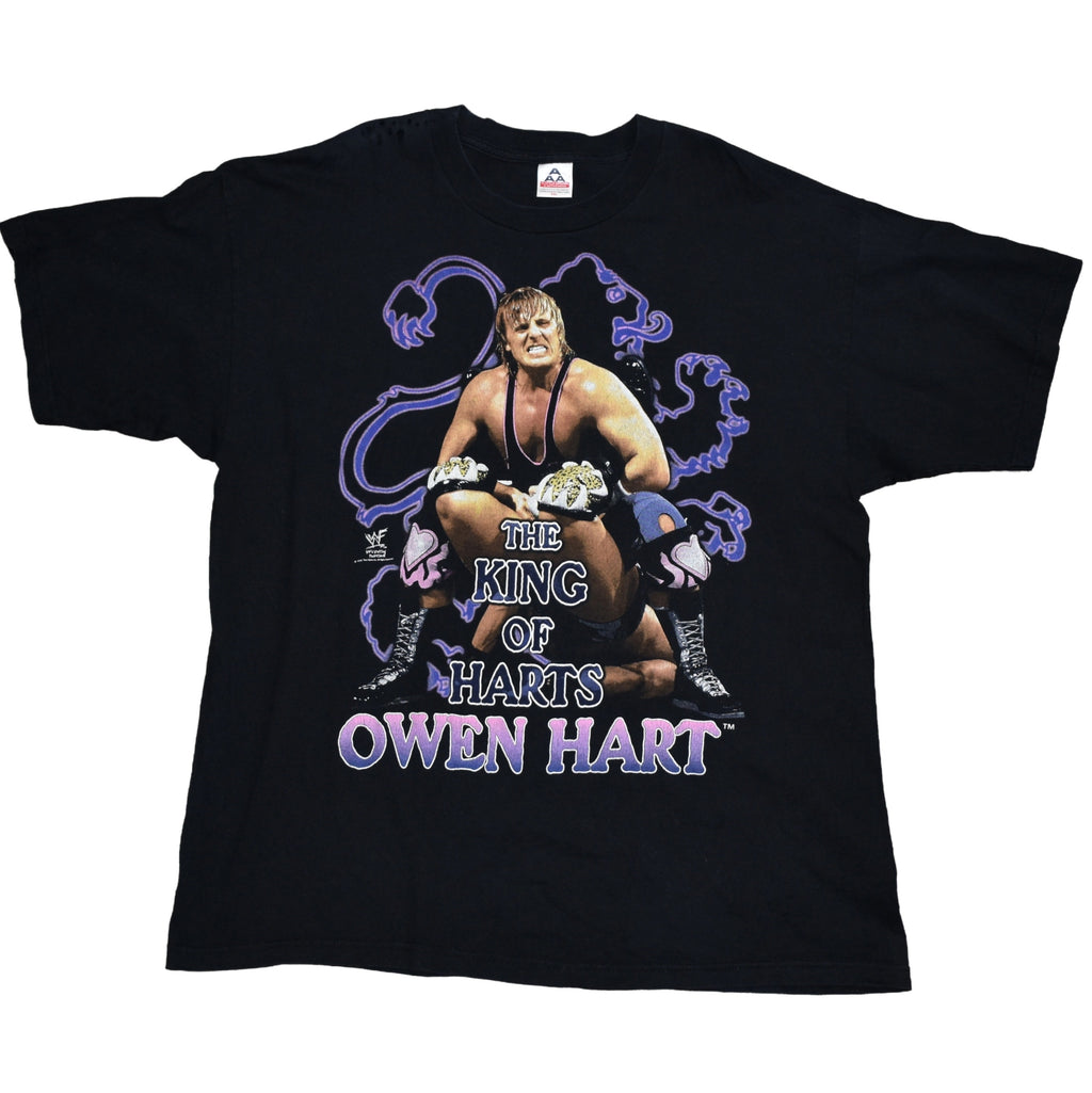 1999 owen hart vintage the king of harts iconic 90s wwf wrestler promo t-shirt