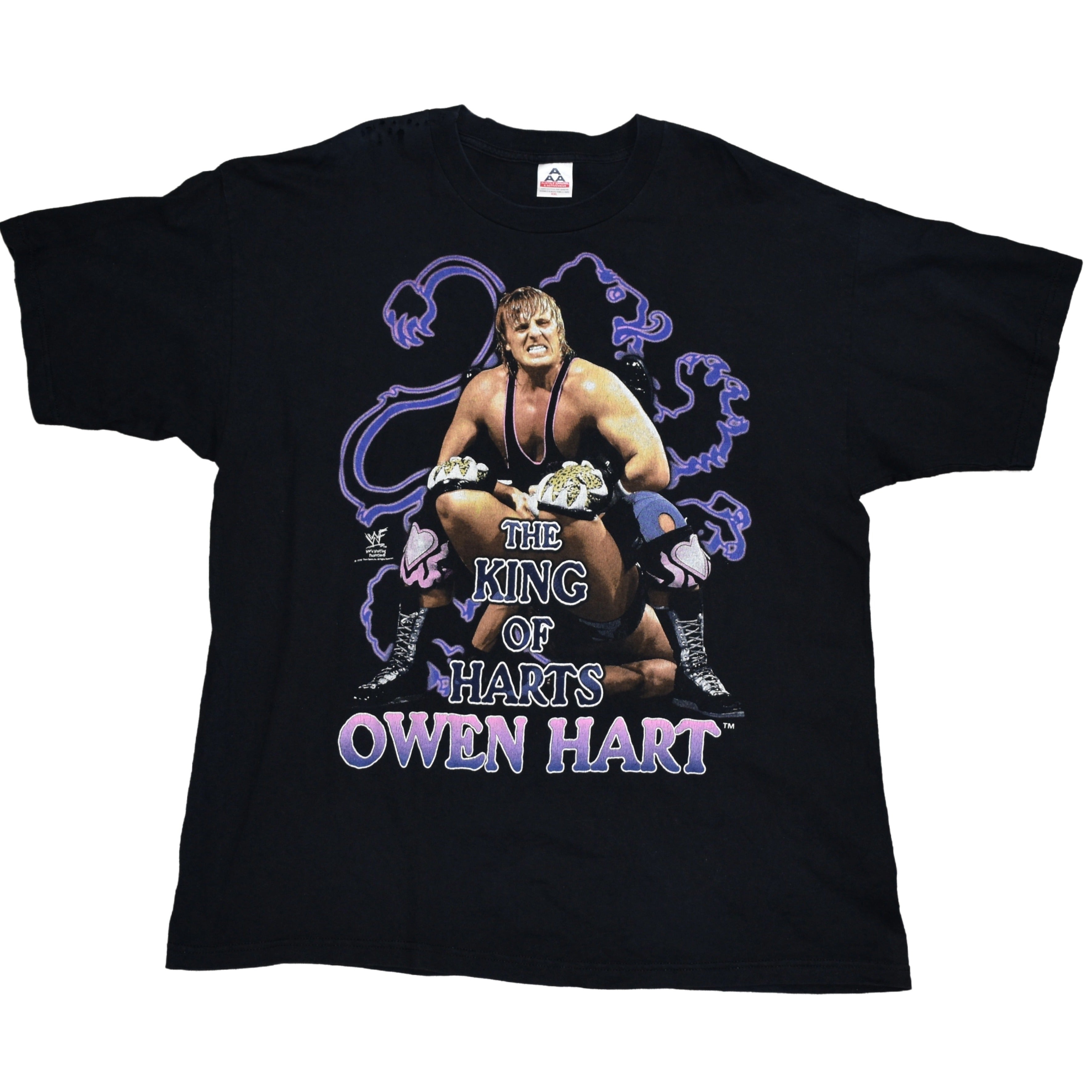 1999 owen hart vintage the king of harts iconic 90s wwf wrestler promo t-shirt