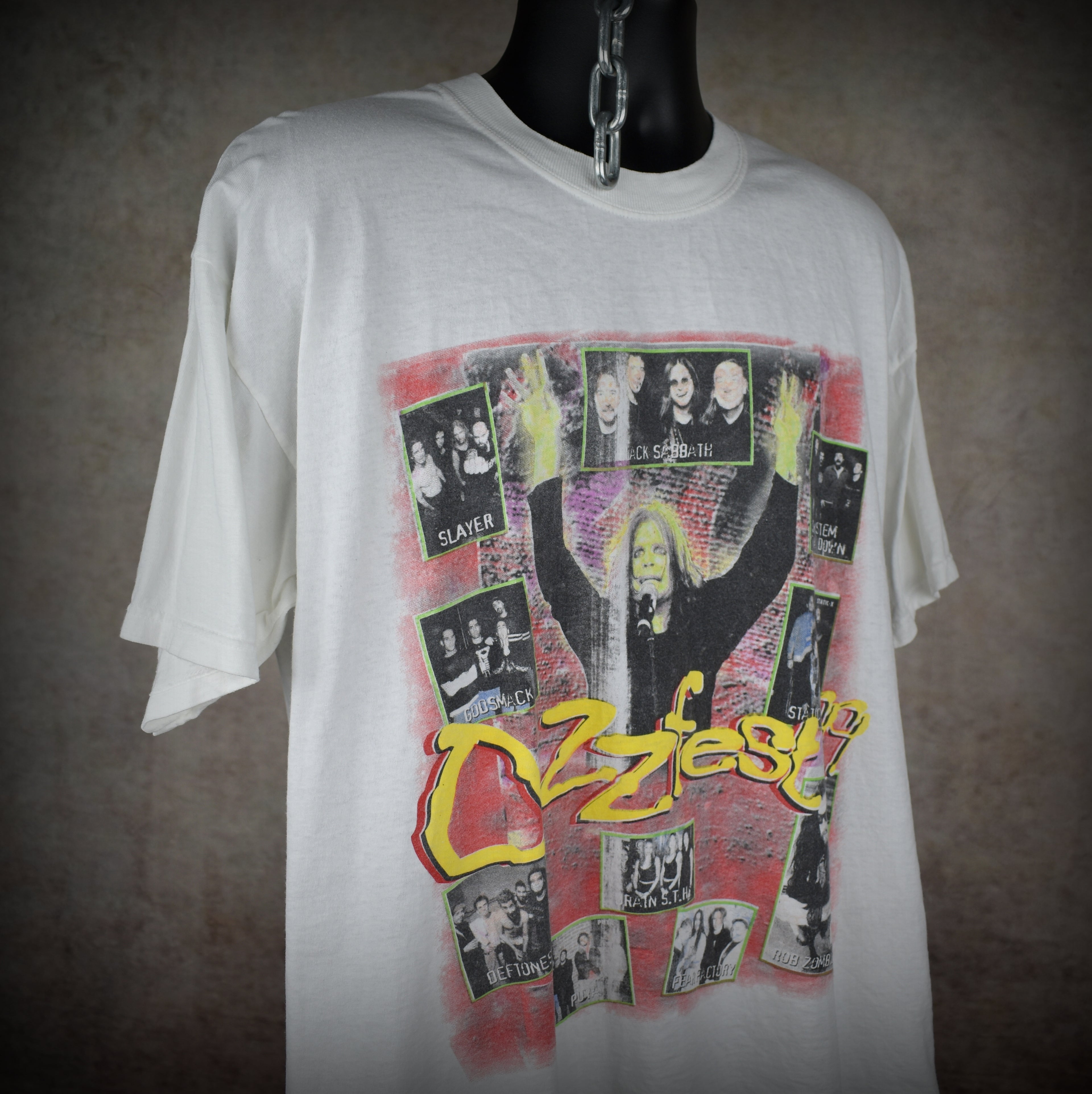 1999 ozzfest vintage 90s black sabbath + deftones + s.o.a.d. + rob zombie + more iconic 90s heavy metal festival tour t-shirt
