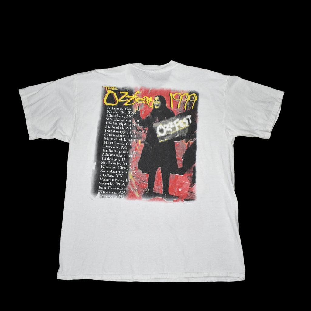 1999 ozzfest vintage 90s black sabbath + deftones + s.o.a.d. + rob zombie + more iconic 90s heavy metal festival tour t-shirt