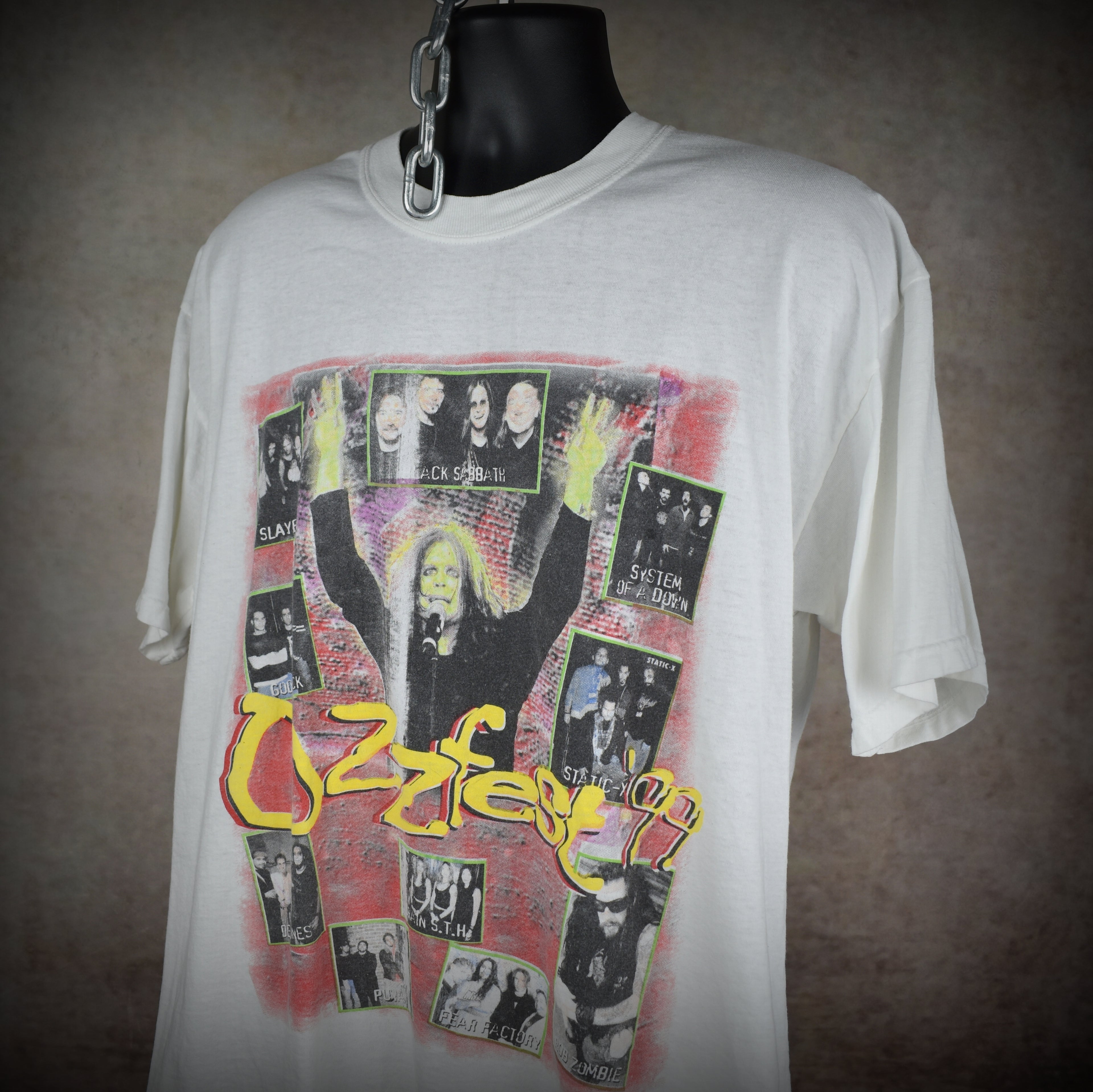 1999 ozzfest vintage 90s black sabbath + deftones + s.o.a.d. + rob zombie + more iconic 90s heavy metal festival tour t-shirt