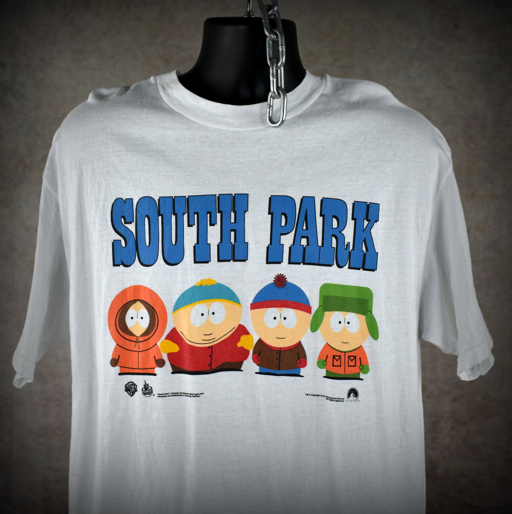 1999 south park: bigger, longer & uncut vintage cult classic adult animated musical comedy movie promo t-shirt