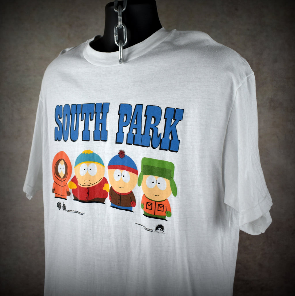 1999 south park: bigger, longer & uncut vintage cult classic adult animated musical comedy movie promo t-shirt