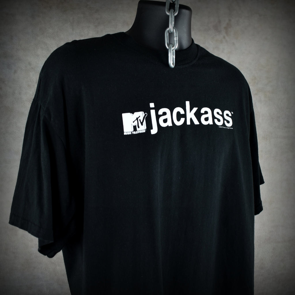 2000 mtv's jackass vintage season one era iconic 00s pop culture tv show logo promo t-shirt