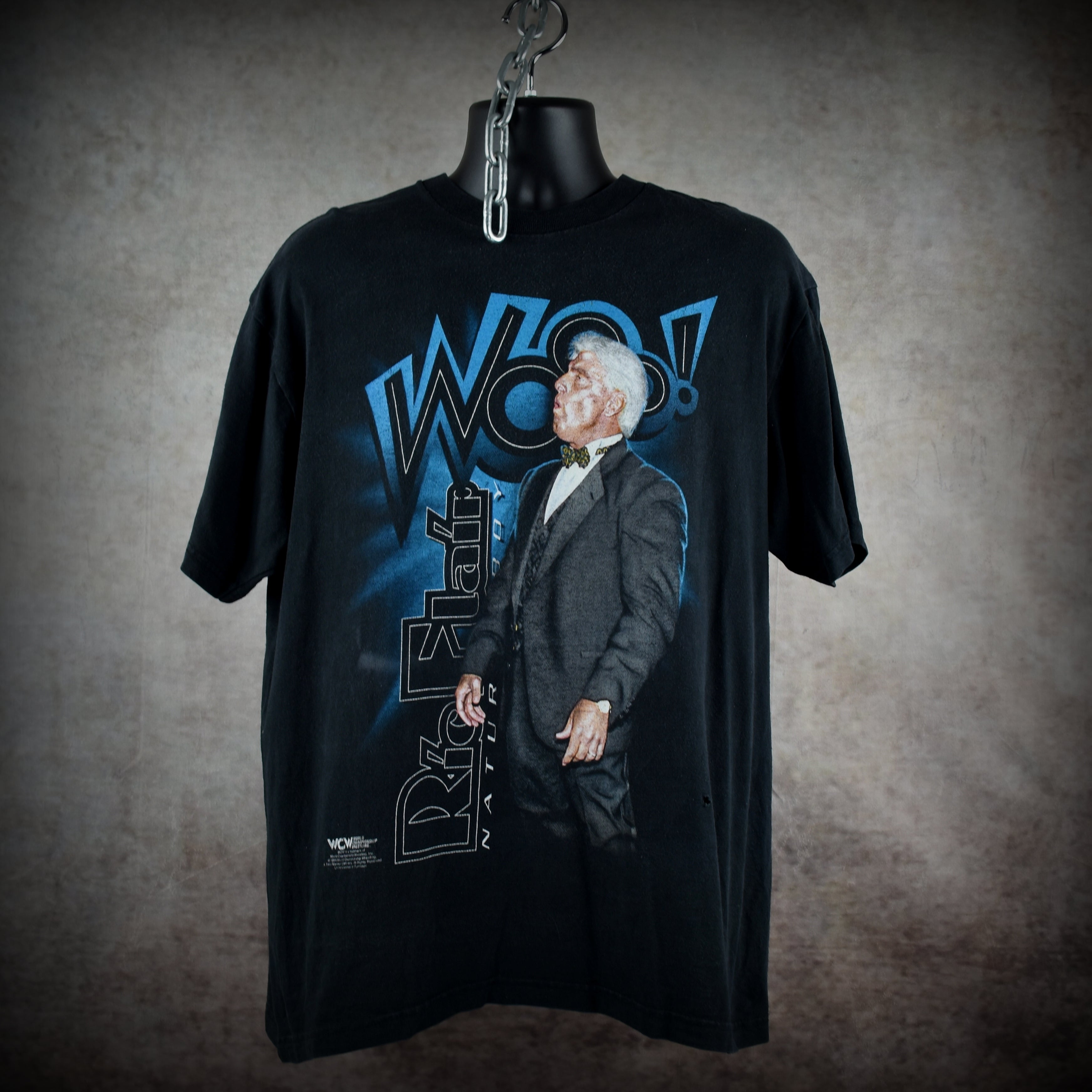 1999 ric flair vintage wooo! iconic nature boy 90s wcw four horsemen wrestler promo t-shirt